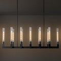Black Farmhouse Dining Room Chandelier: 54" Modern Linear Rectangle Dining Room Light Fixture - Long Glass Metal Pendant Chandeliers for Kitchen Island - Large Lighting over Kitchen Table Living Rooms