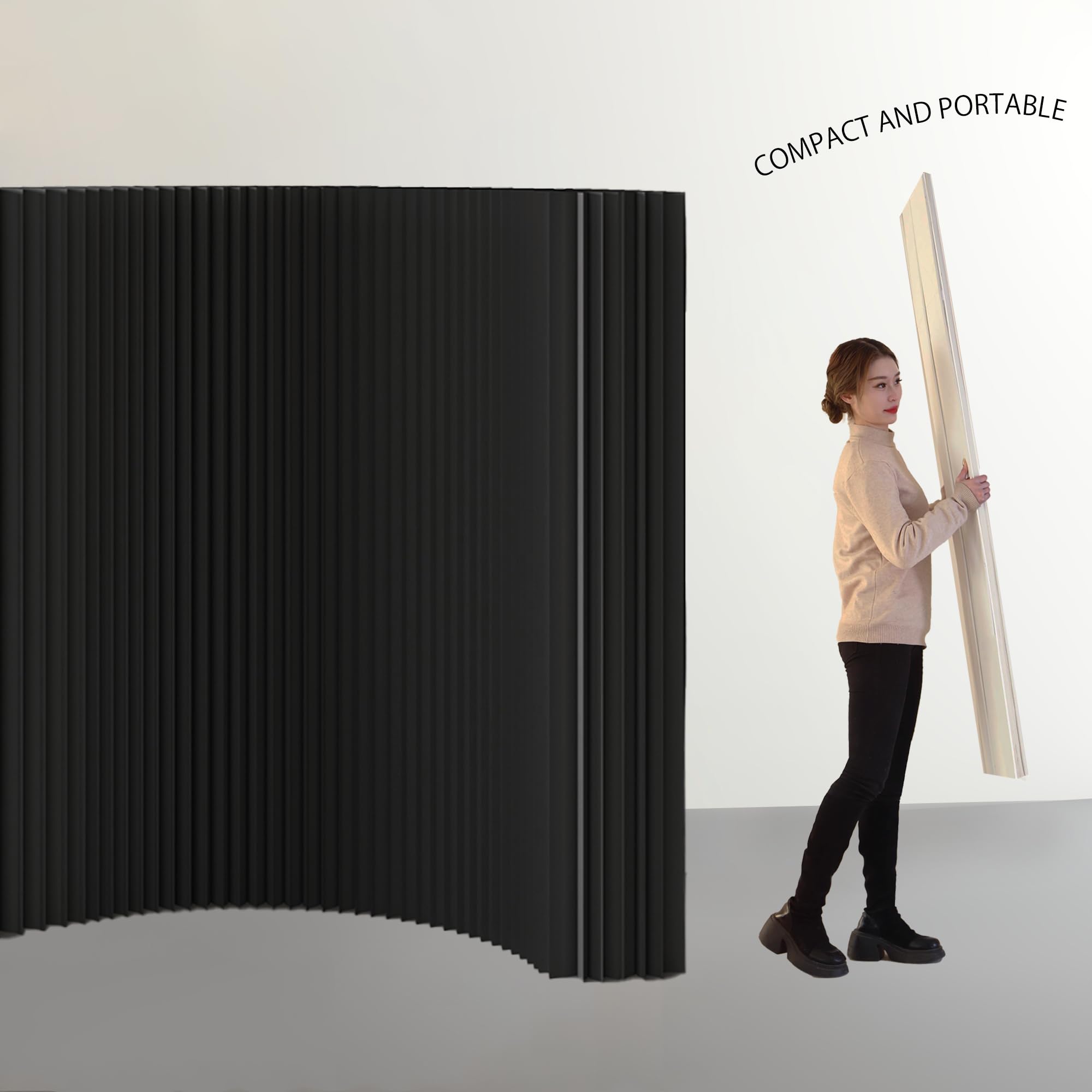 Paper Room Divider – Folding Privacy Screen & Portable Partition, Indoor Freestanding Wall for Home, Office, Clothing Store & Business Use(Black)