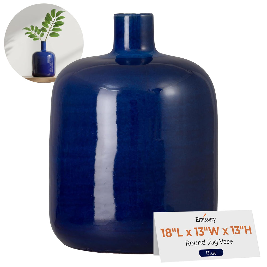 Emissary - Round Jug Vase, Blue 13x18 H