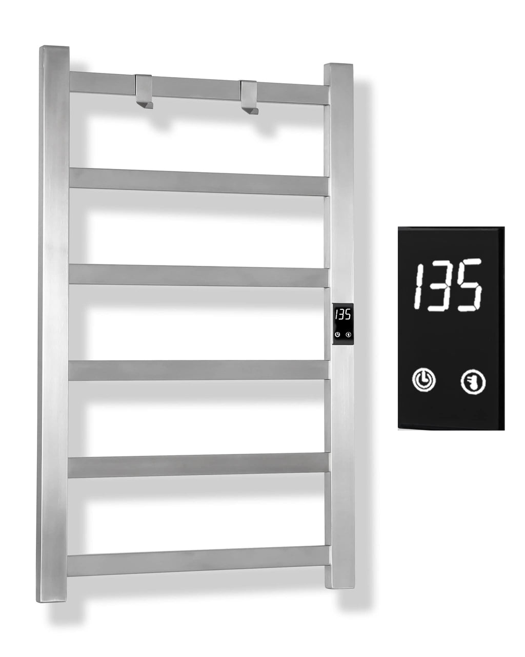 Topdattion Electric Towel Warmer | Super Thin | with Timer & Temperature Multi-Level Adjustments | Hardwired & Plug-in | 6 Bar Brushed Finish