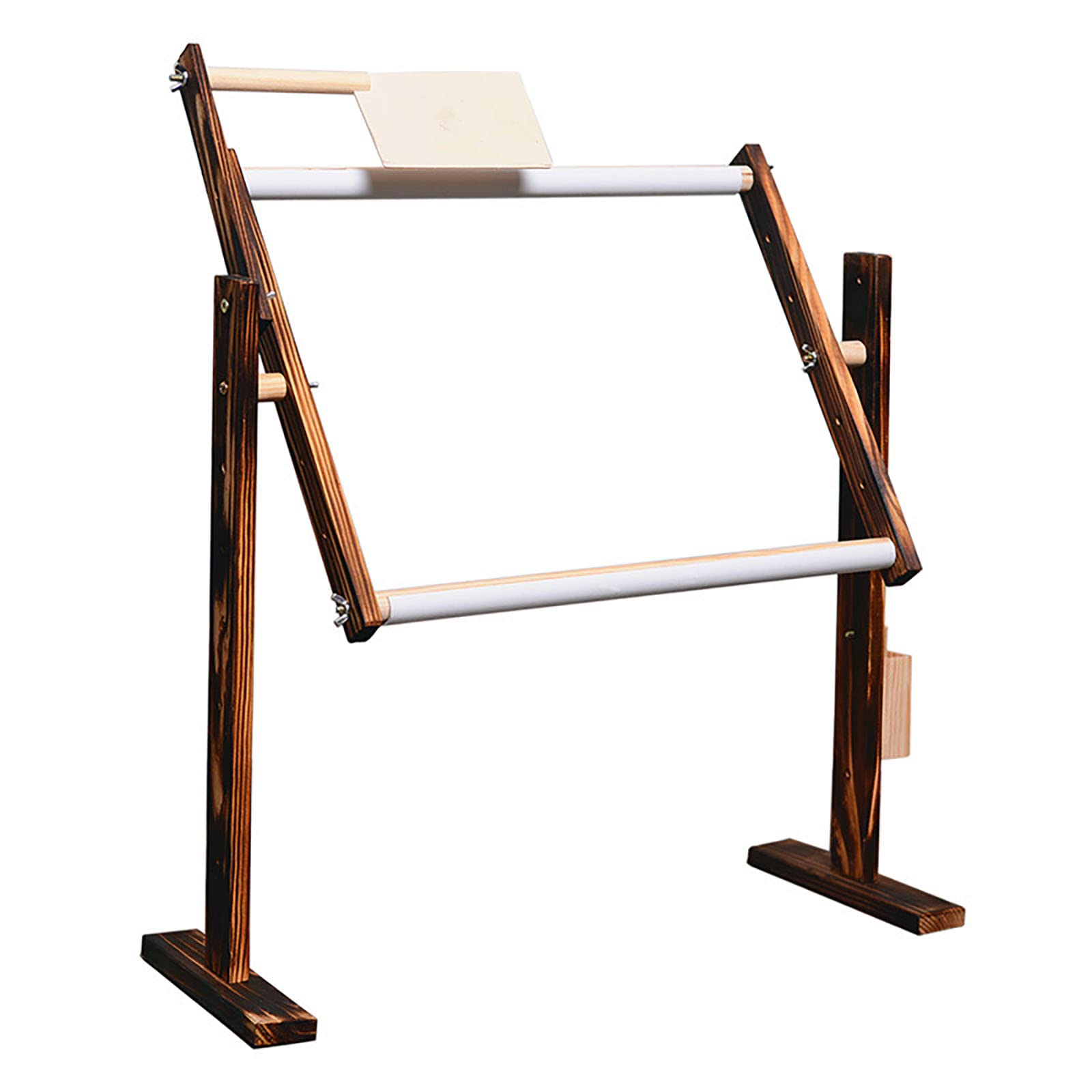 ELUKHT Vertical Solid Wood Cross Stitch Frame Embroidery Frame, 360° Rotatable Embroidery Stand Wooden Floor Tabletop Tapestry Frame, for Silk Painting Needlework,B (B Normal)
