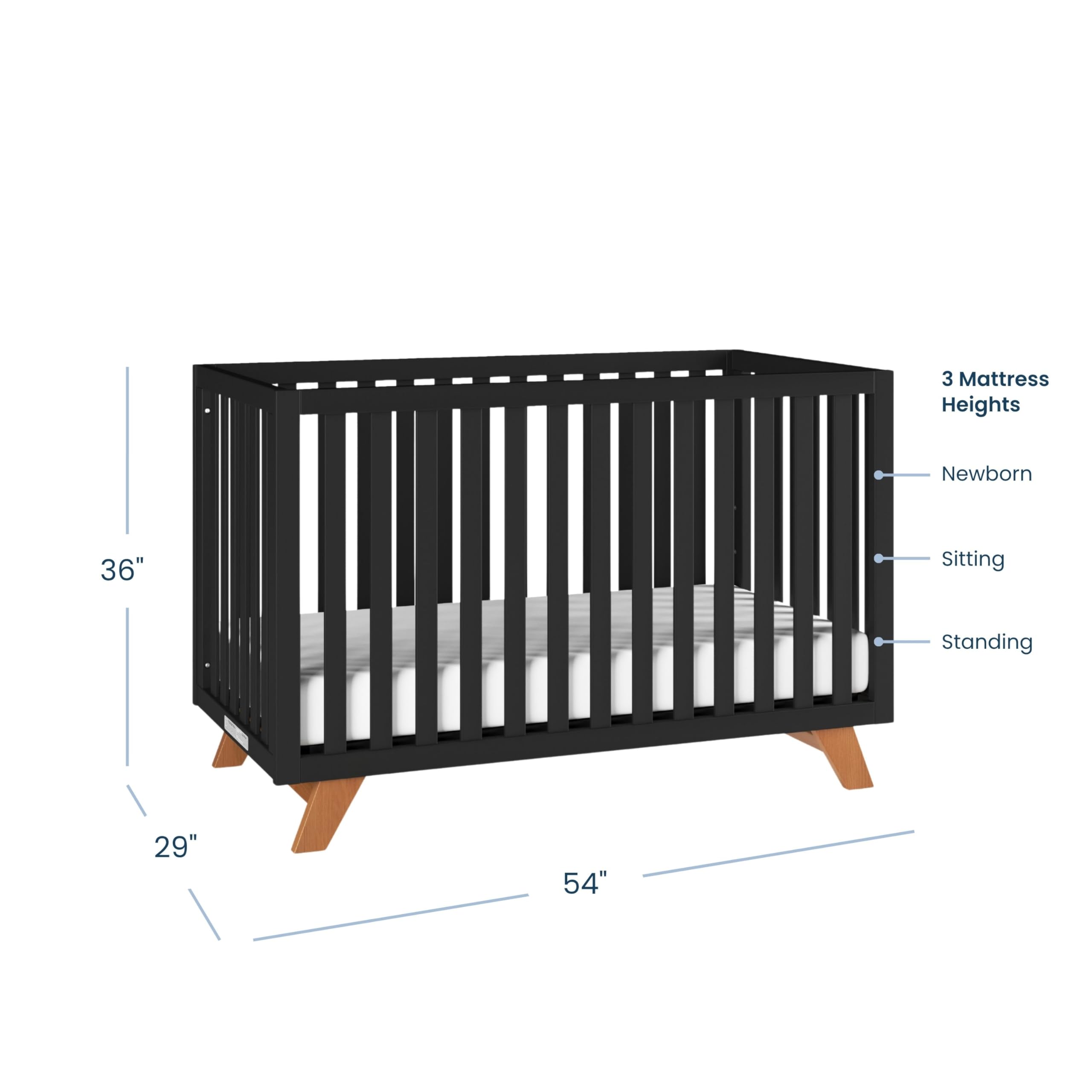 Child Craft SOHO 4-in-1 Convertible Crib, Baby Crib Converts to Day Bed, Toddler Bed and Full Size Bed, 3 Adjustable Mattress Positions, Non-Toxic, Baby Safe Finish (Ebony)