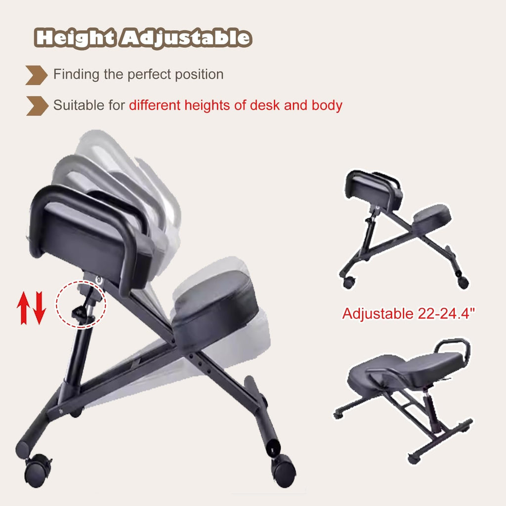 GenSDH Desk Kneeling Chairs Posture Chair for Desk - Ergonomic Chair Kneeling Chair with Arm - Posture Chair for Computer Workers Yoga Lovers Meditation Fana
