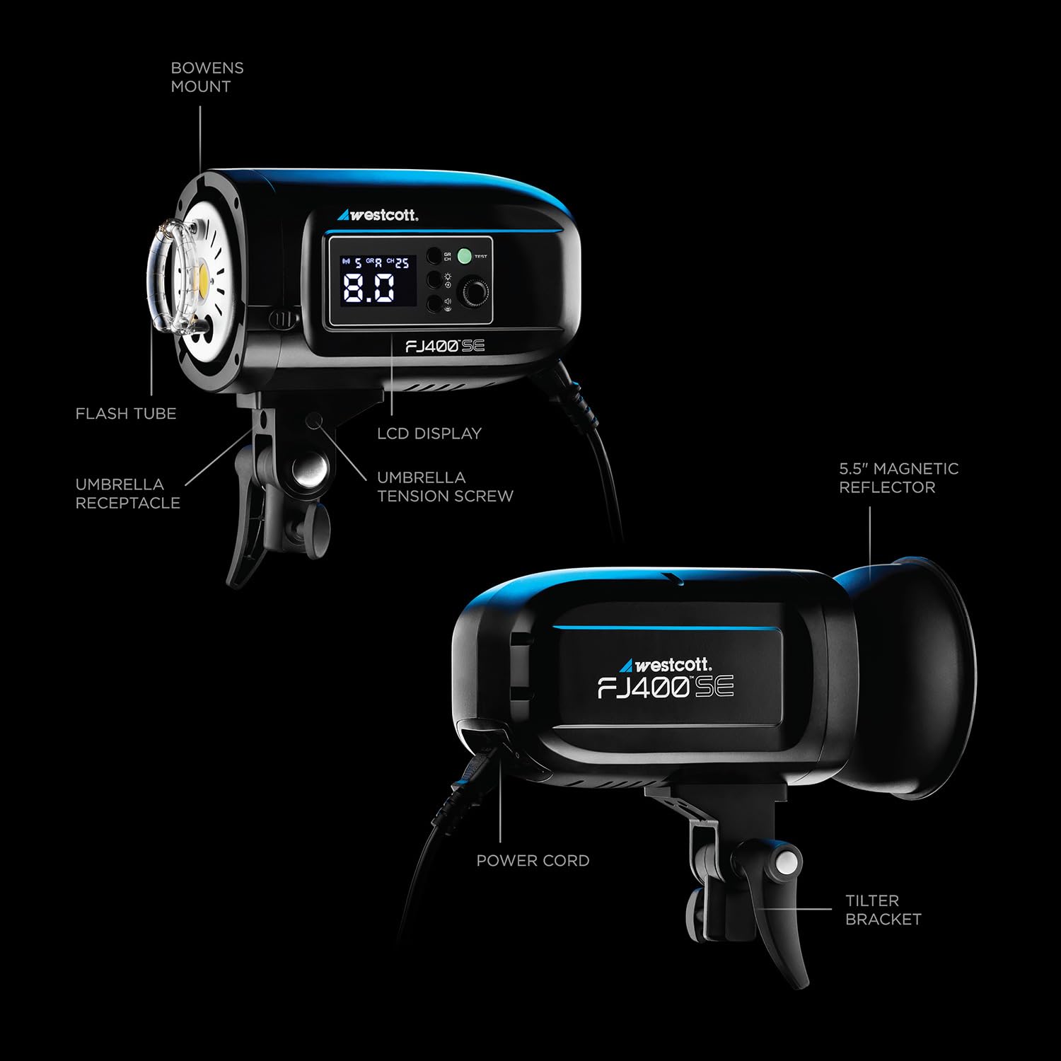 Westcott FJ400-SE 400Ws Photography Studio Strobe – AC-Powered Monolight Flash with FJ Wireless Trigger Compatibility, Bowens Mount, Fast Recycle Time, 5500K Daylight Color, & LED Modeling Light