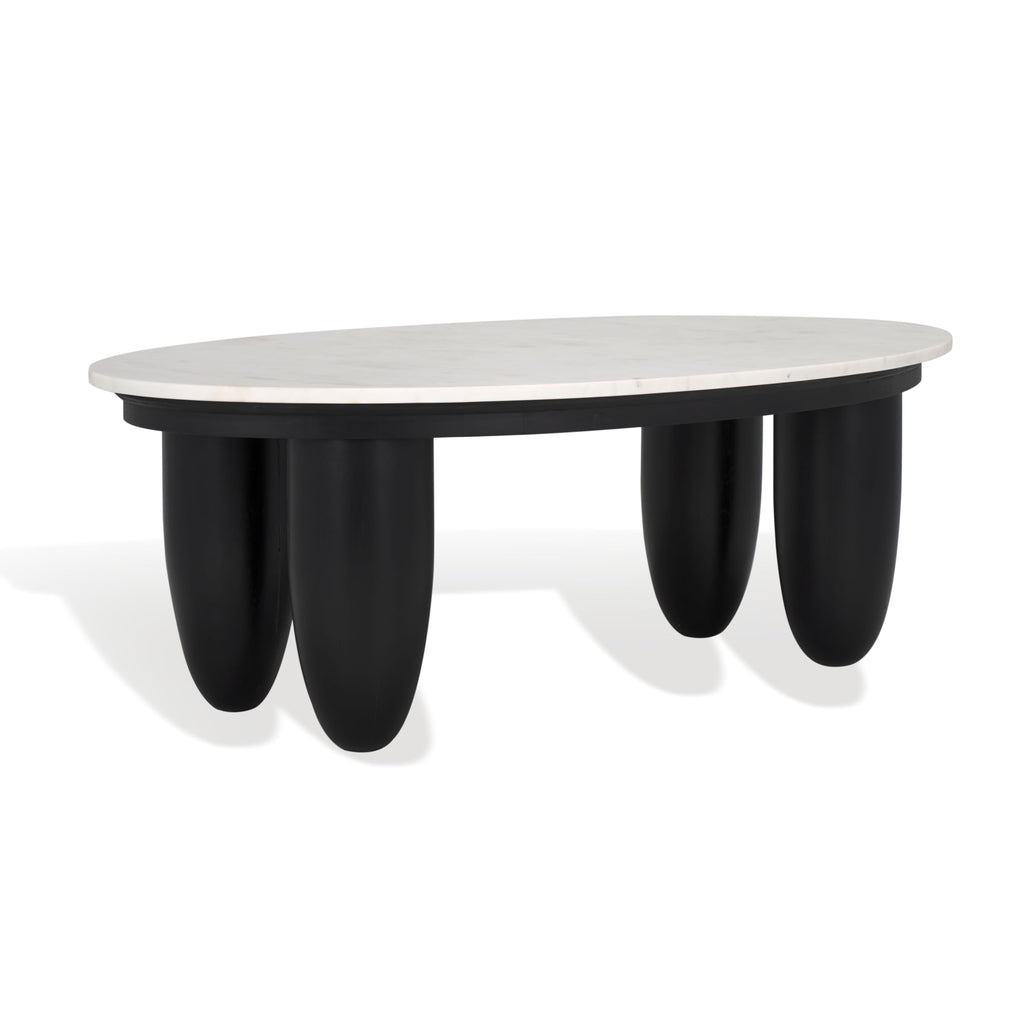 SAFAVIEH Couture Collection Hobbes Black Solid Wood/Marble Top Coffee Table