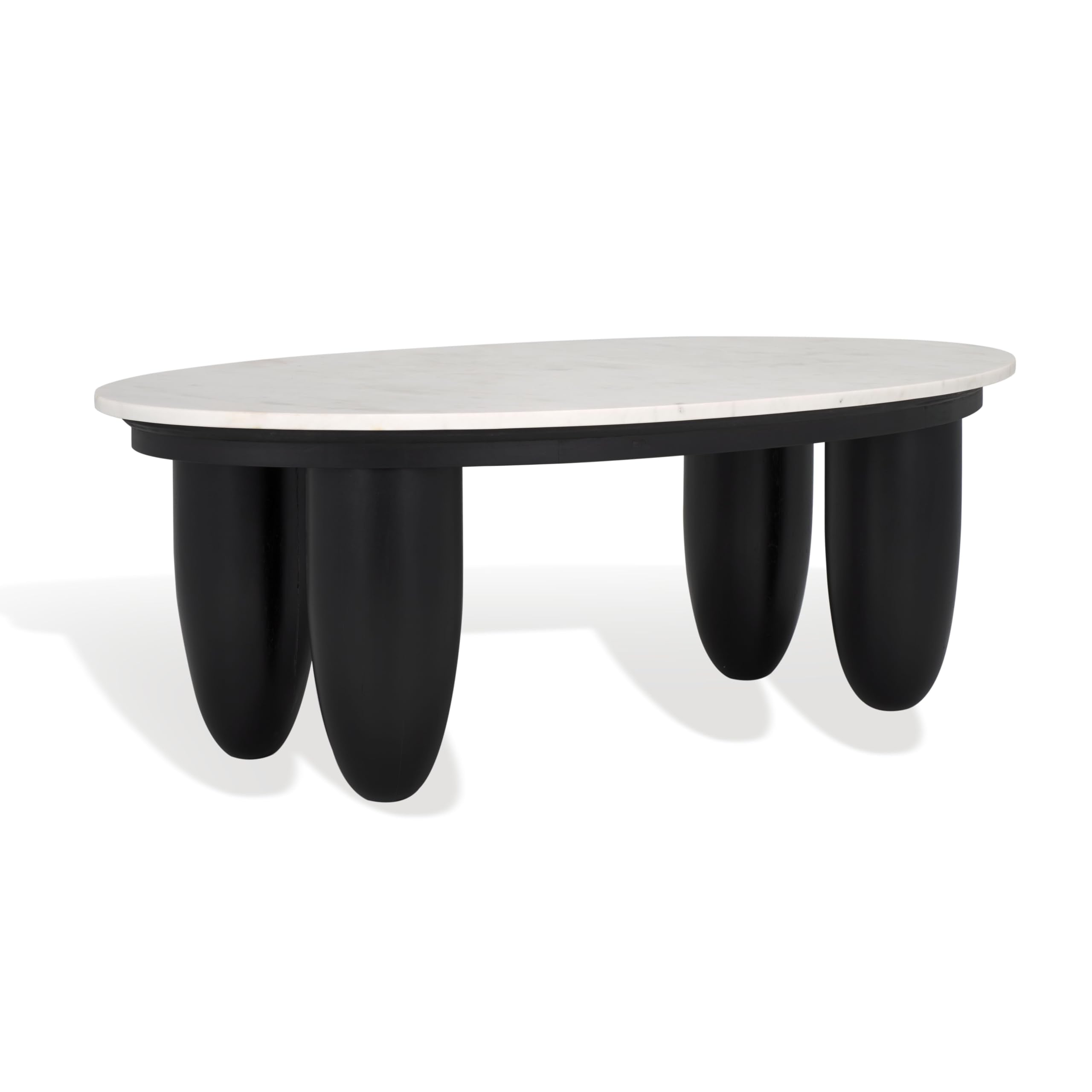 SAFAVIEH Couture Collection Hobbes Black Solid Wood/Marble Top Coffee Table