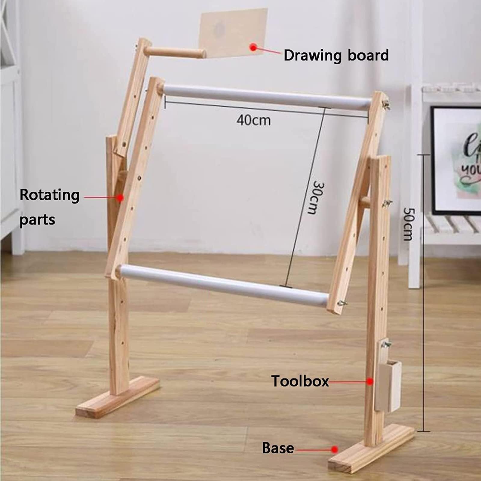 Adjustable Cross Stitch Frame Stand, 360° Rotating Wooden Embroidery Holder, Hands-Free Tool for Needlework & Craft Sewing