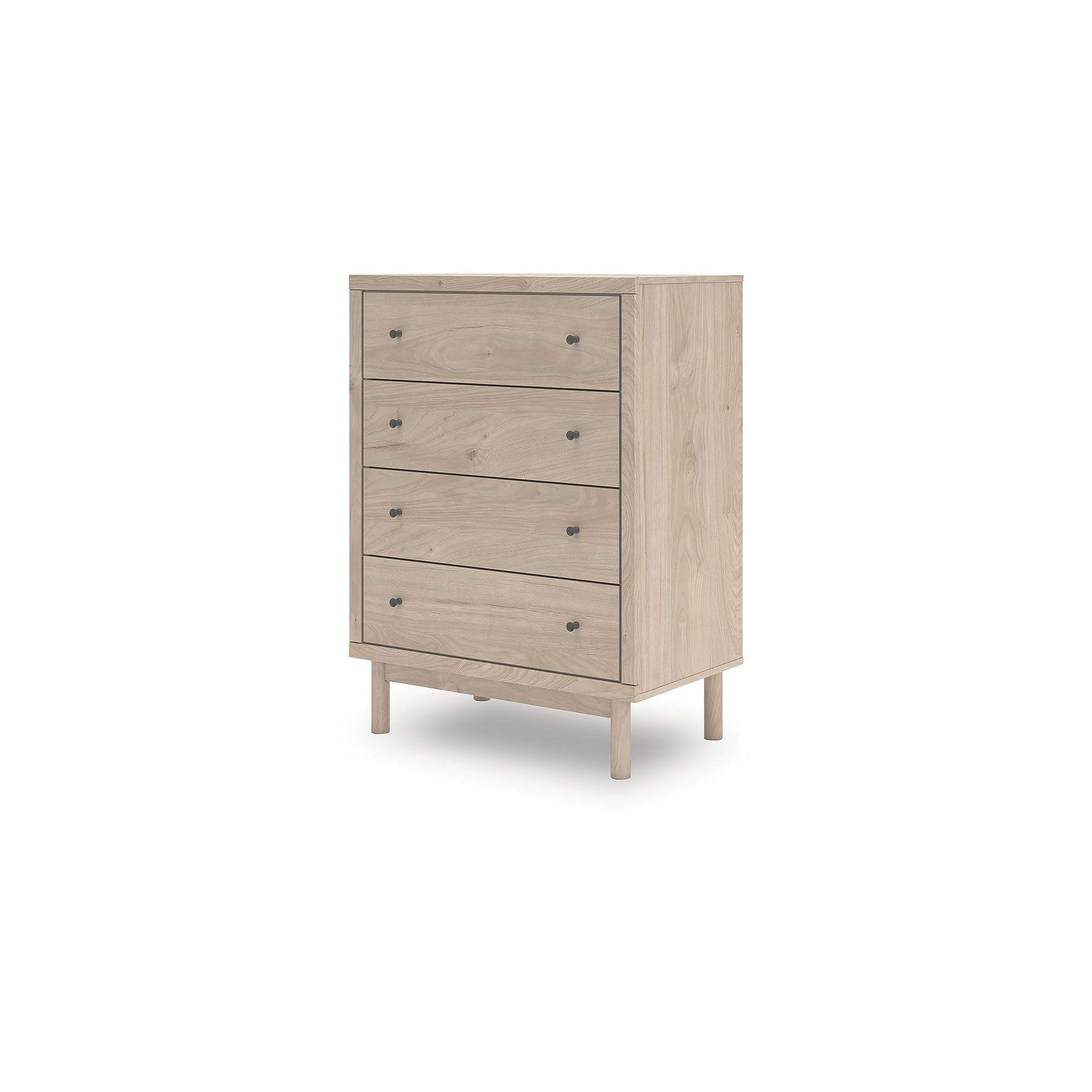 Signature Design by Ashley Birkmore Mid-Century Modern 4-Drawer Chest with Easy Glide and Safety Stop for Bedroom, Light Brown