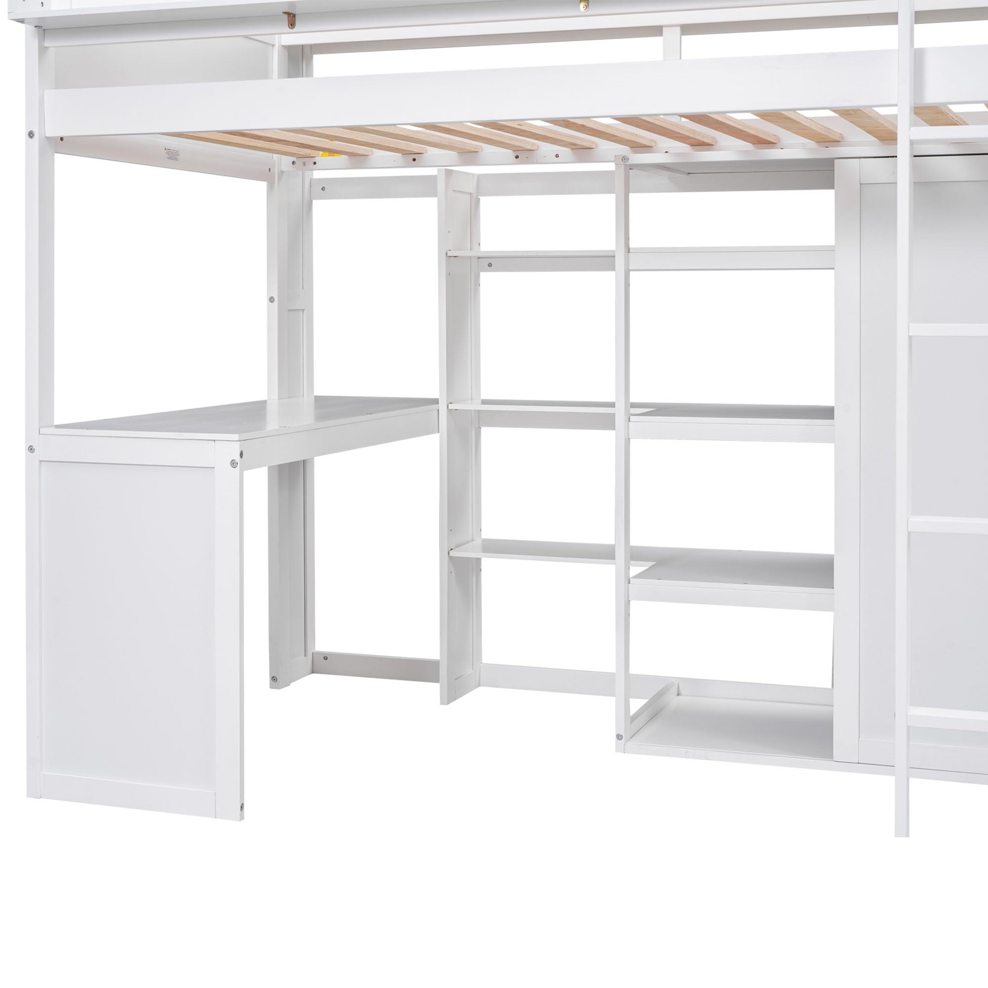 Ball & Cast Twin Size Loft Bed with Big Storage Under-Bed Desk & Staircase,Wooden Bedframe W/Integrated Wardrobe,Drawers & Shelves,Space-Saving,Modern Furniture for Boy Girl Teens Small Bedroom,Gray
