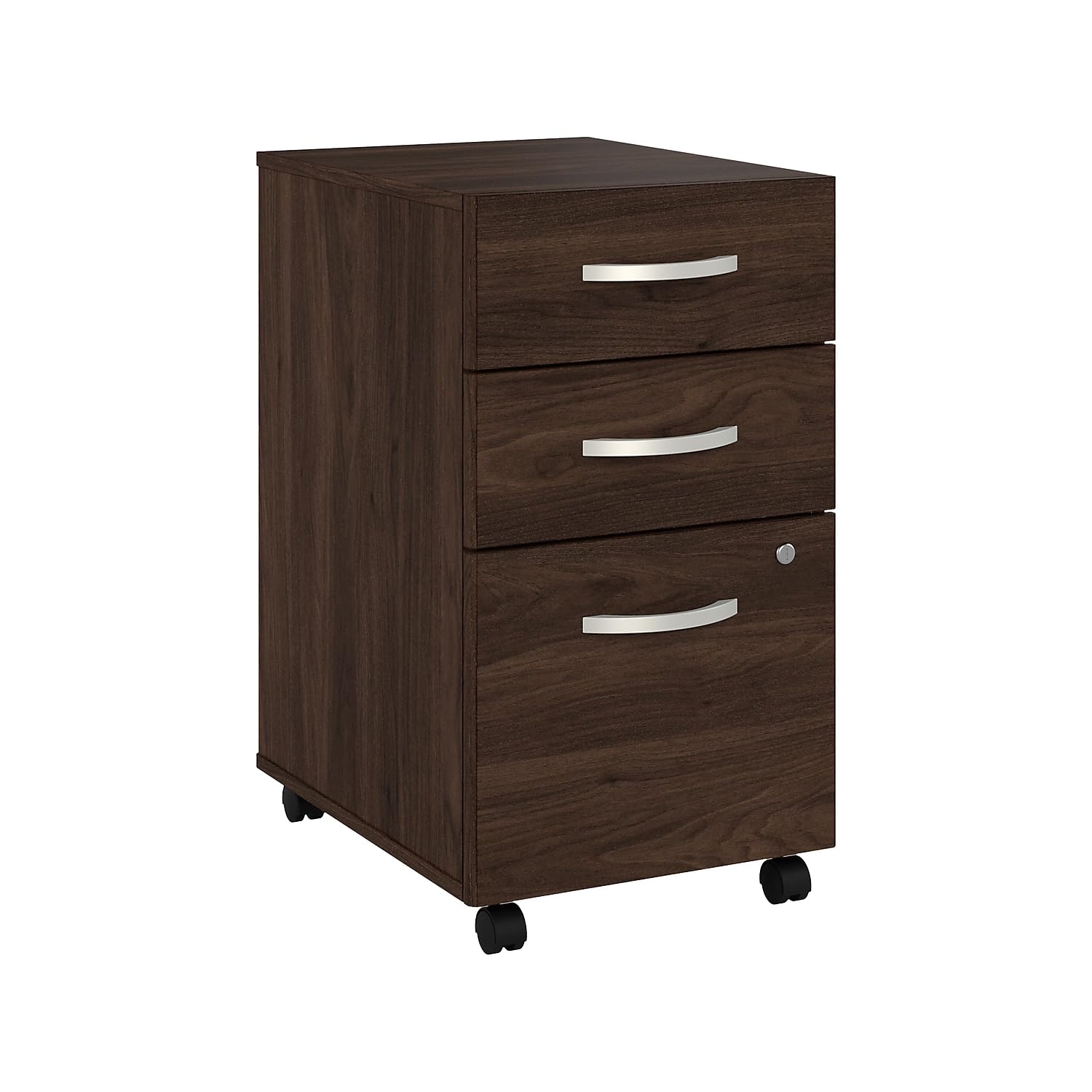 Bush Business Furniture Hybrid 3 Drawer Mobile File Cabinet-Assembled, Black Walnut