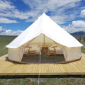 Outdoor Family Camping Safari Glamping Yurt Bell Tent with Mesh Screen - Waterproof Luxury 5M Bell Tent (Off White Oxford, 5M)