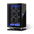 DUKWIN Watch Winder for 6 Automatic Watches, Fingerprint Lock Watch Winders with LCD Touchscreen, Blue LED Light, Remote Control,Adjustable Pillow and Quiet Motor for Universal Watches, 5TPD
