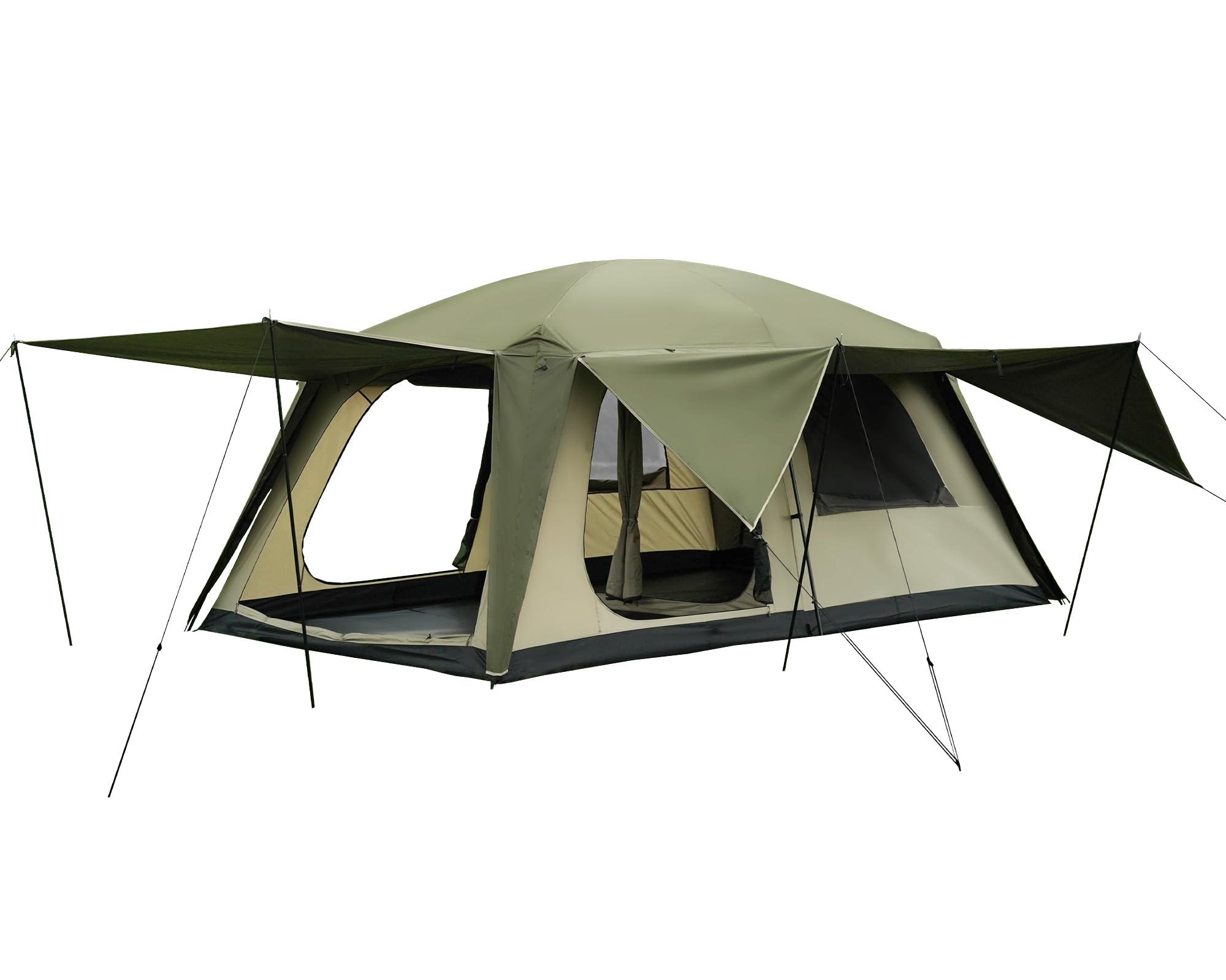 Vidalido 8-10 Person Camping Tent with 3 Door 2 Room Large Family Cabin Tents, Double Layer Waterproof Portable Glamping Tent, Big Tents for Outdoor Picnic Camping Hiking and Family Gathering