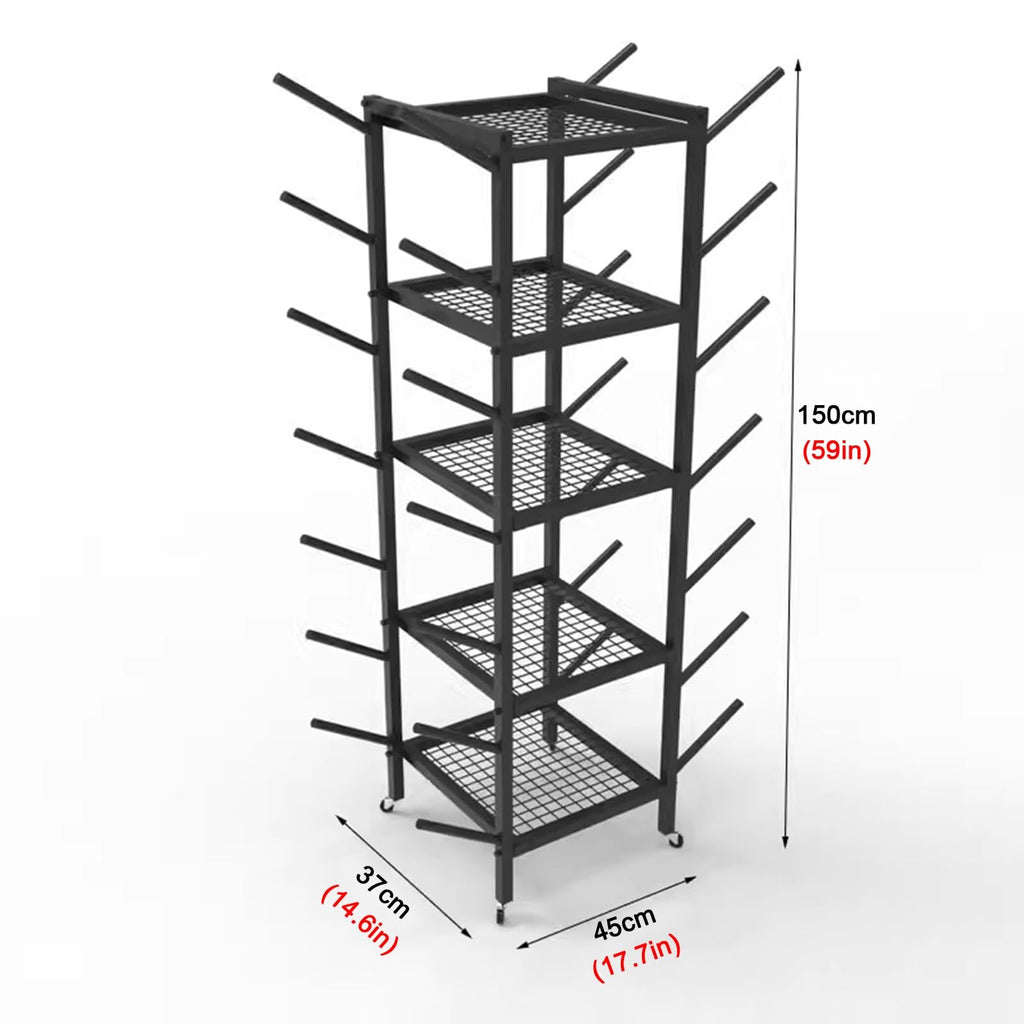 YHdtUO Yoga Mat Storage and Organizer Rack, Free Standing Home Gym Garage Storage Holder for Dumbbells/Foam Roller/Yoga Blocks, Commercial Workout Equipment Storage,White-45x37x150cm/17.7x14.6x59in