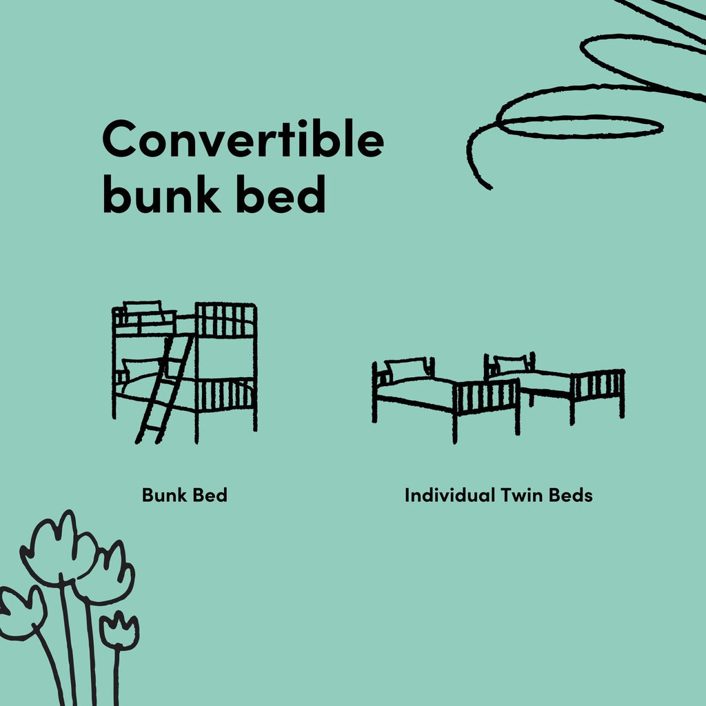 Storkcraft Long Horn Twin-Over-Twin Bunk Bed (Natural) - GREENGUARD Gold Certified, Converts to 2 Individual Twin beds