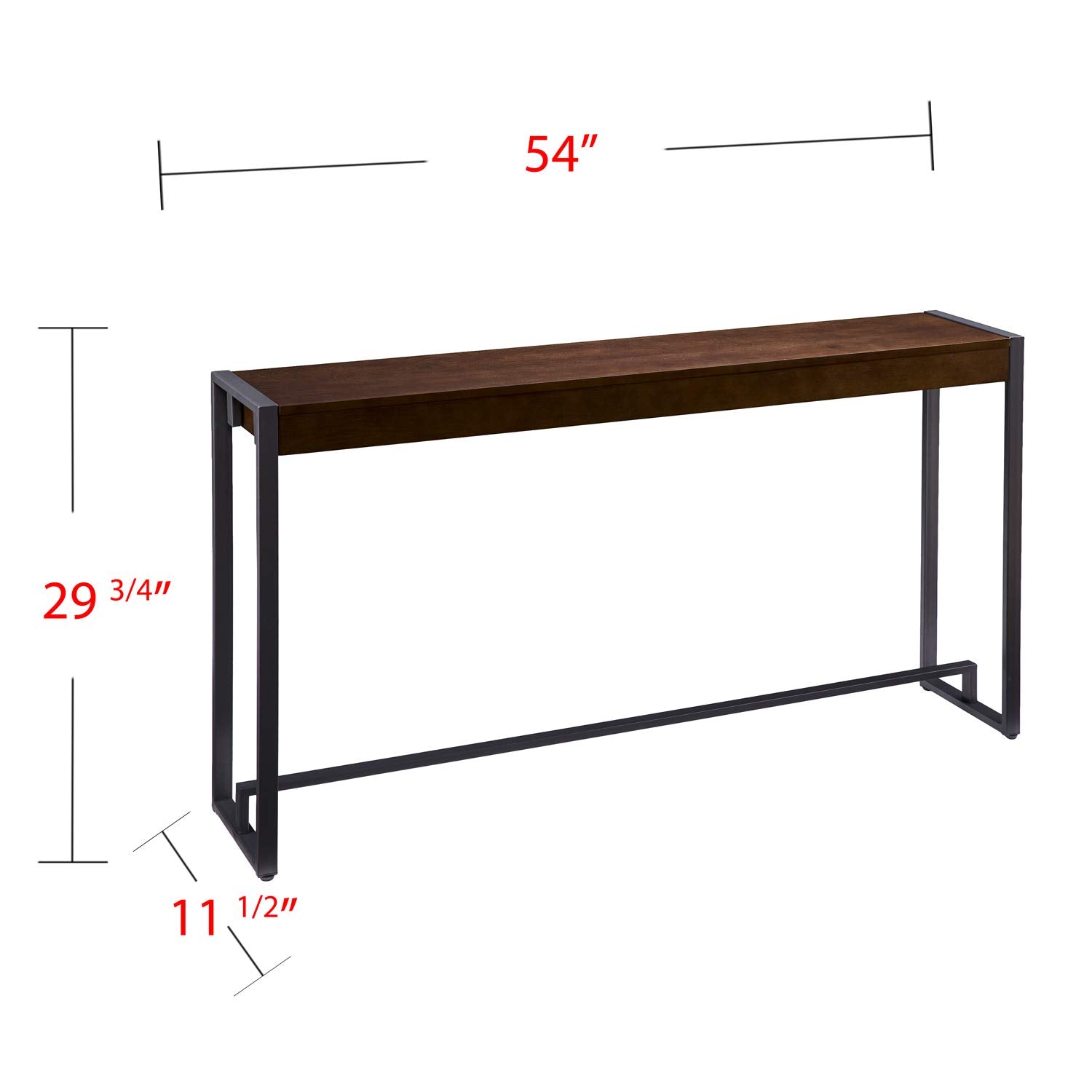 SEI Furniture - Holly & Martin Macen Console - Dark Tobacco with Gunmetal - Transitional Design, Brown Iron and Wood - Ideal for Entryway, Living Room (CM9912)