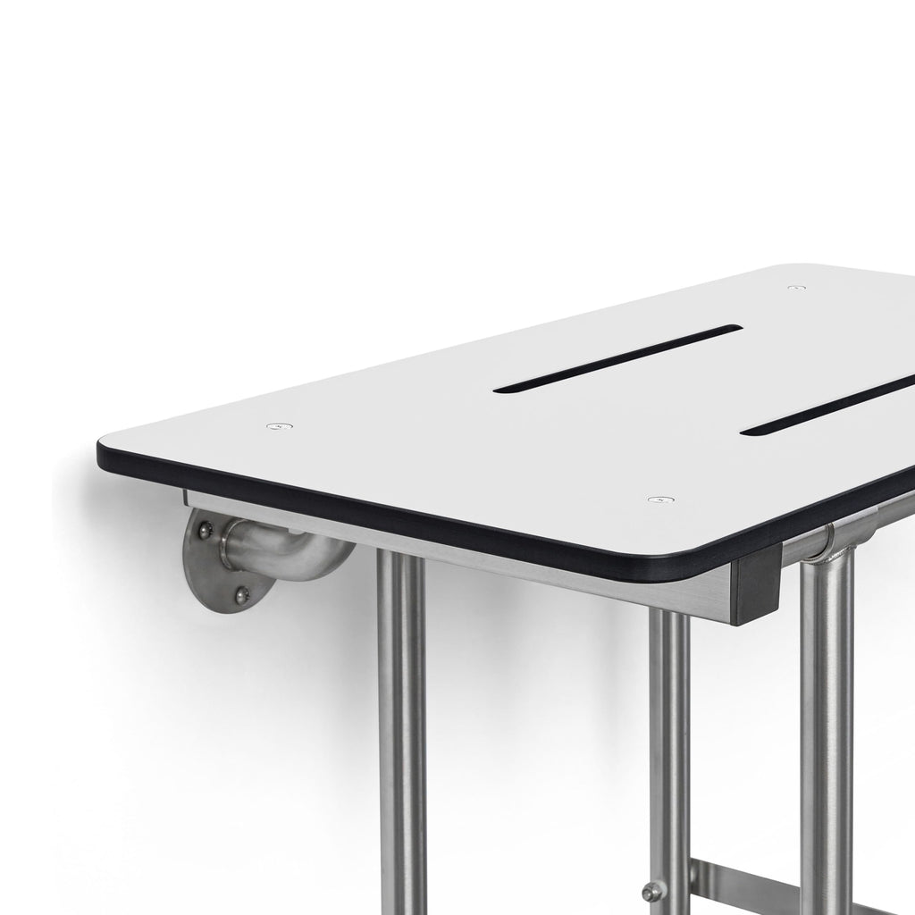 Seachrome 18 inch Wall-Mount Folding Shower Bench Seat with Legs, White