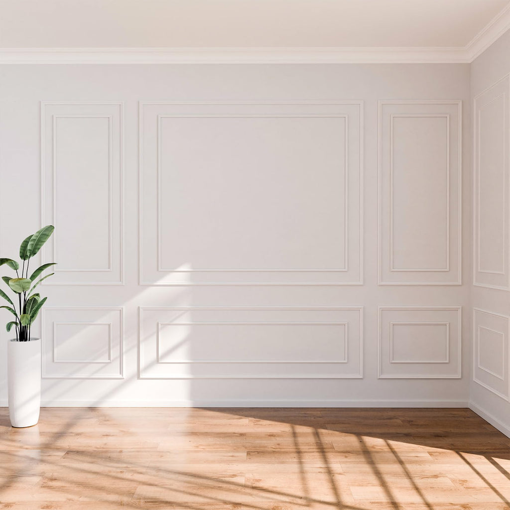 Pangda 3 Sets Peel and Stick Wall Molding Kit Inner and Outer Layer Style Premade Wainscoting Panel for Interior Wall Moulding Decor Accent Molding (31x63inch+78x63inch)