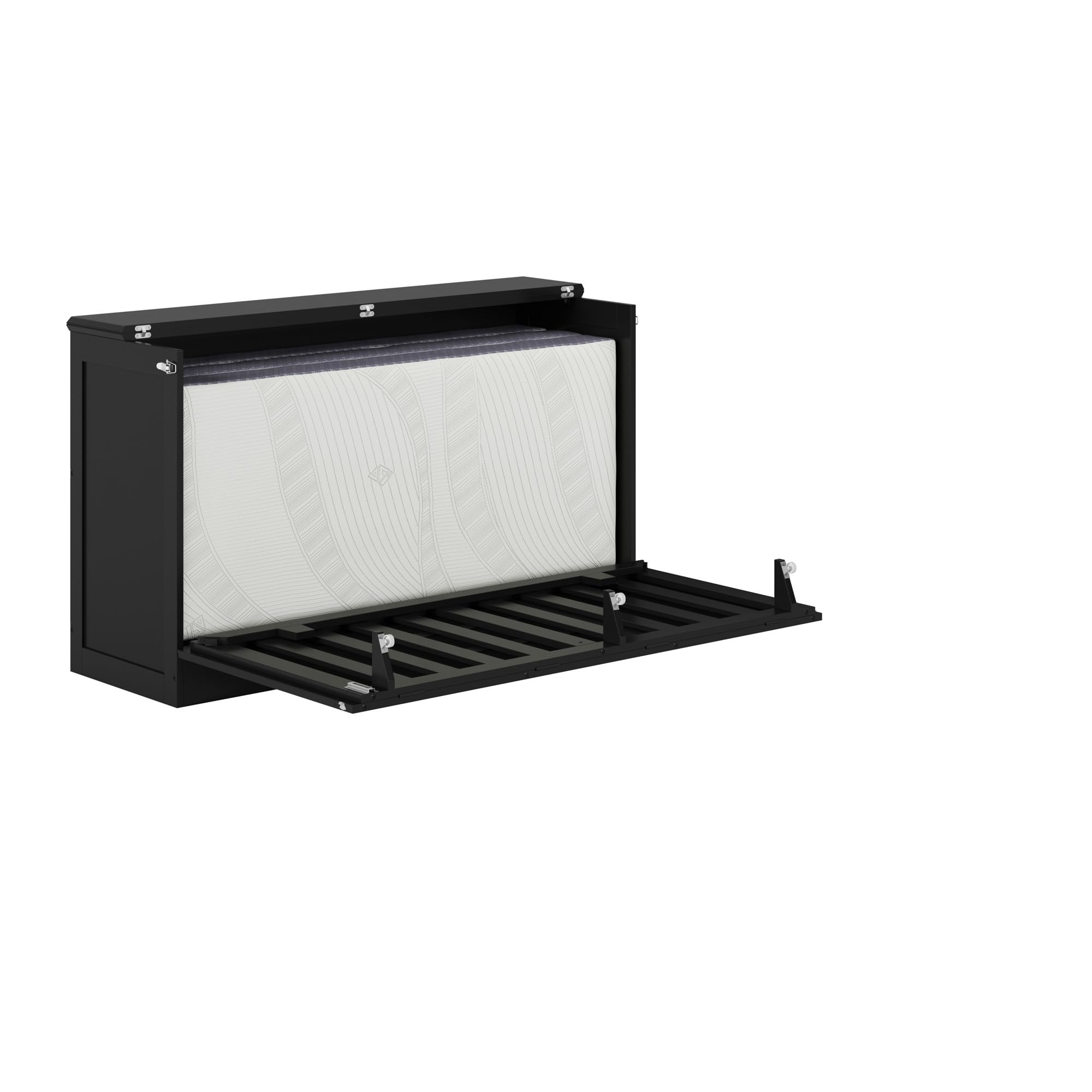AFI, Charleston Queen Wood Murphy Bed Chest with 6" Mattress, Black
