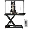 PeacefulHues 50" Electric Hydraulic Dog Grooming Table, Heavy Duty Grooming Table with Aluminium Overhead Arm, Anti Slip Tabletop, 6 USB Ports for Home and Salon, Maximum Capacity Up to 300Lb, Black