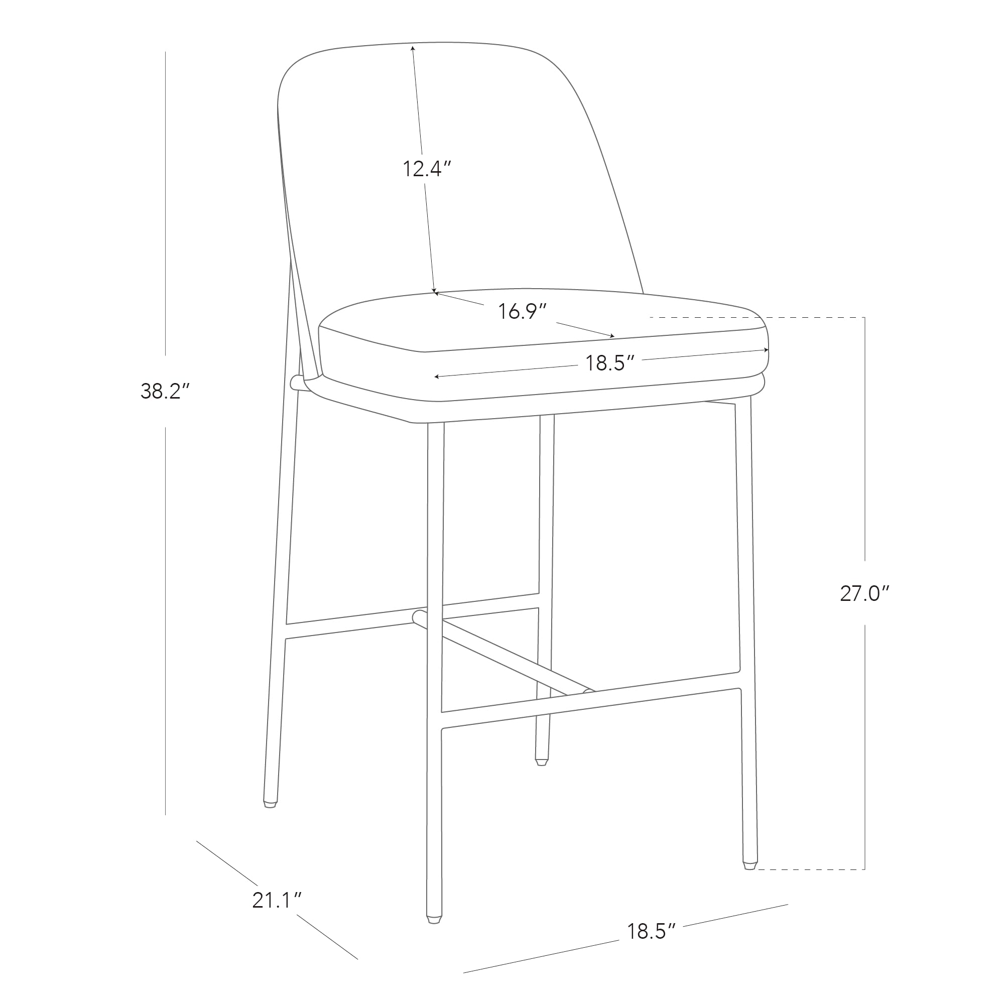 CHITA Counter Height Bar Stools Set of 2, FSC Certified Metal Barstools for Kitchen Island, 27" H Seat Height, Fabric, Light Grey (Multi-Colored)