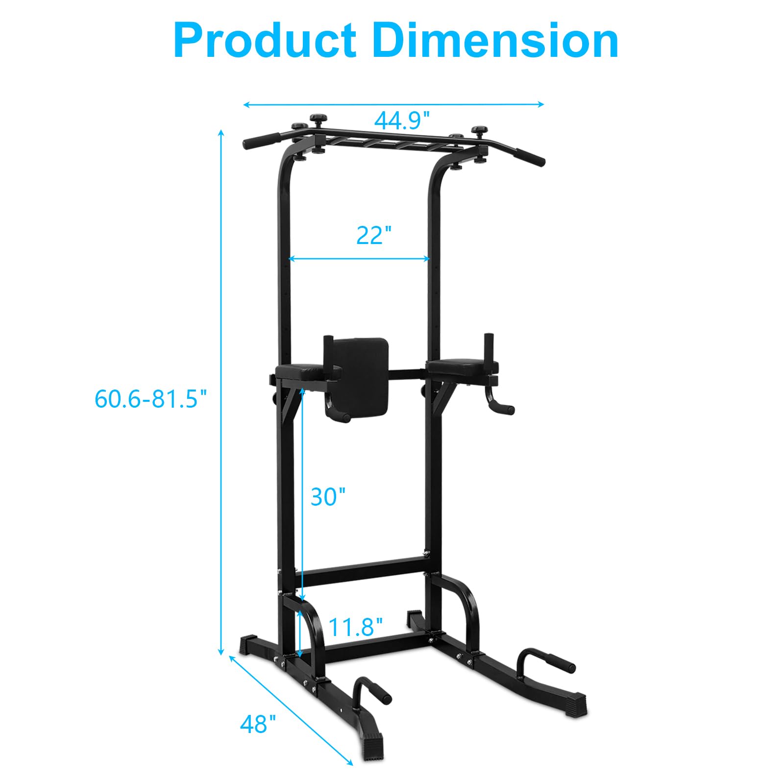 Power Tower Pull Up Bar Dip Station for Strength Training, Multi-Handle Design, Adjustable Height, Home Gym Fitness