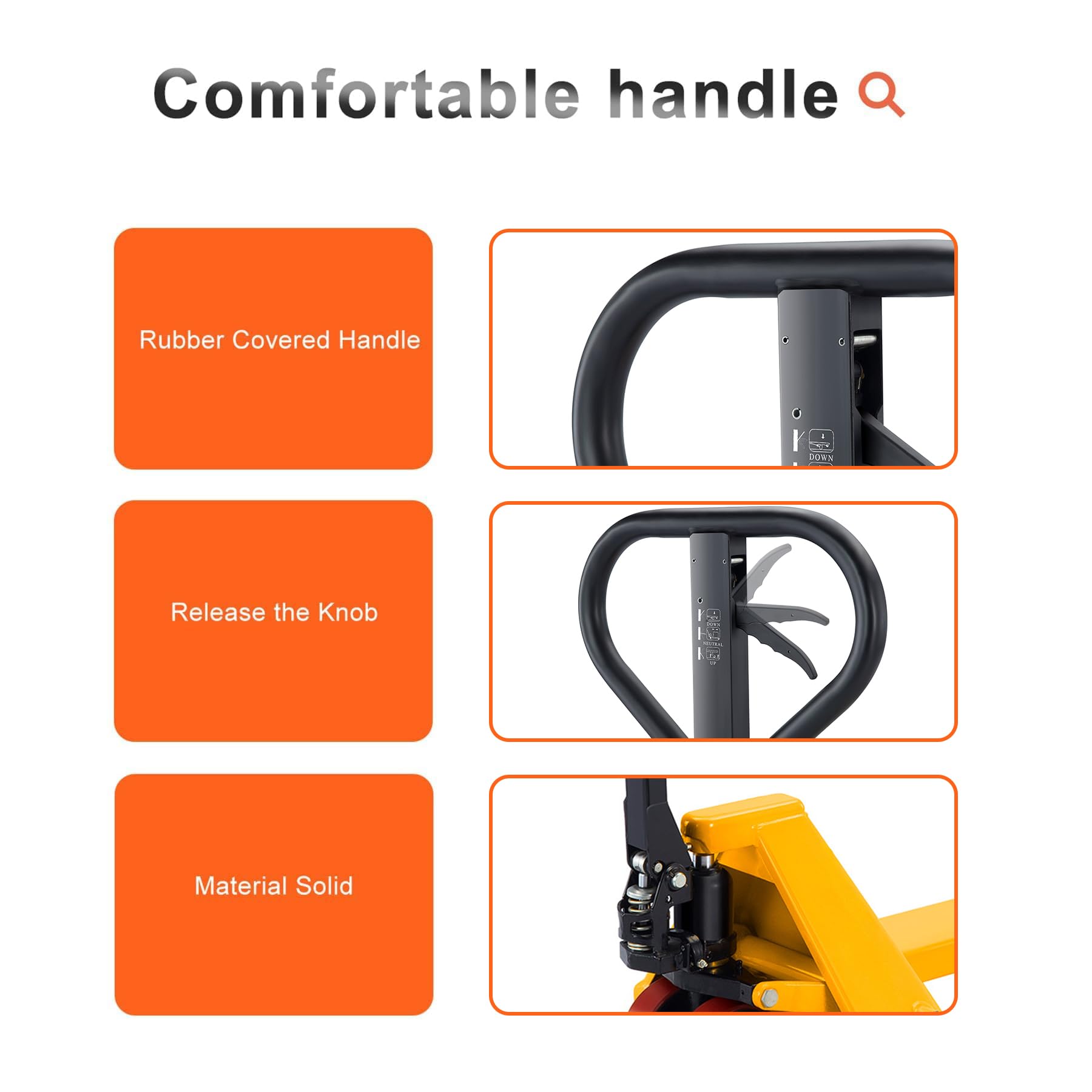 Tory Carrier Pallet Jack Hand Truck Manual Pallet Jacks 6600-Lb. Capacity 27 x 48 Forks Standard Duty, Rubber Handle, PU Wheels