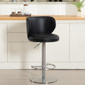 AULIFE Stainless Steel Bar Stools,Grade Modern Leather Bar Chair with Backrest,Swivel Adjustable Height for Kitchen Counter and Dining Room (Black Leather-1pc)