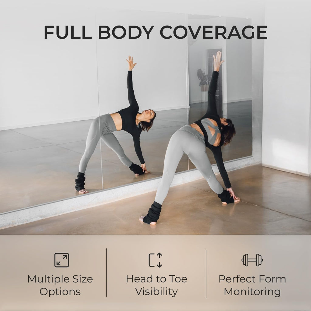 Fab Glass and Mirror Large Gym Mirror for Home Gym 48x32 - Full Length Ultra-Clear Annealed Glass Wall Mount - DIY Workout Display with Safety Backing - 1/4 Inch Low-Iron