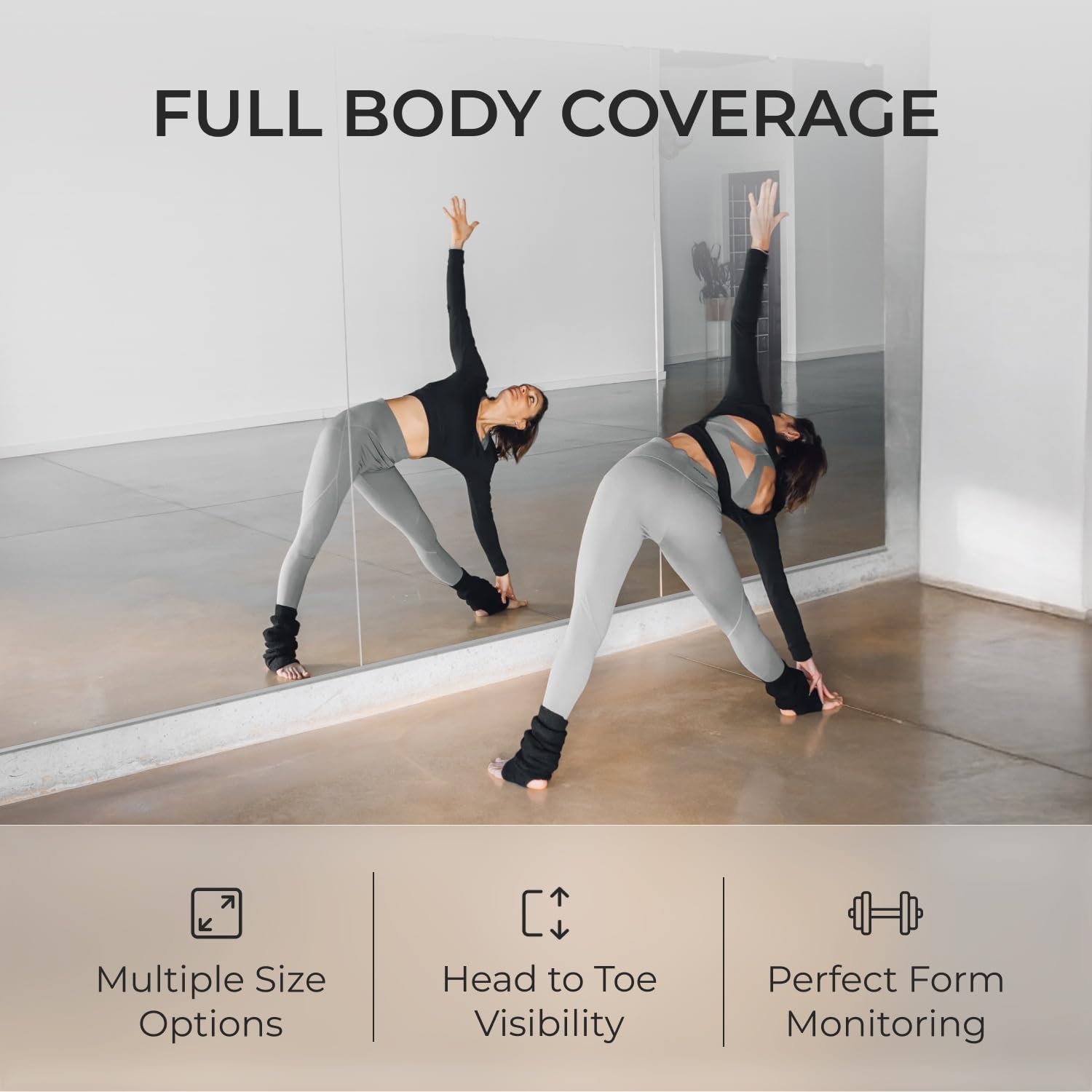 Fab Glass and Mirror Large Gym Mirror for Home Gym 48x32 - Full Length Ultra-Clear Annealed Glass Wall Mount - DIY Workout Display with Safety Backing - 1/4 Inch Low-Iron