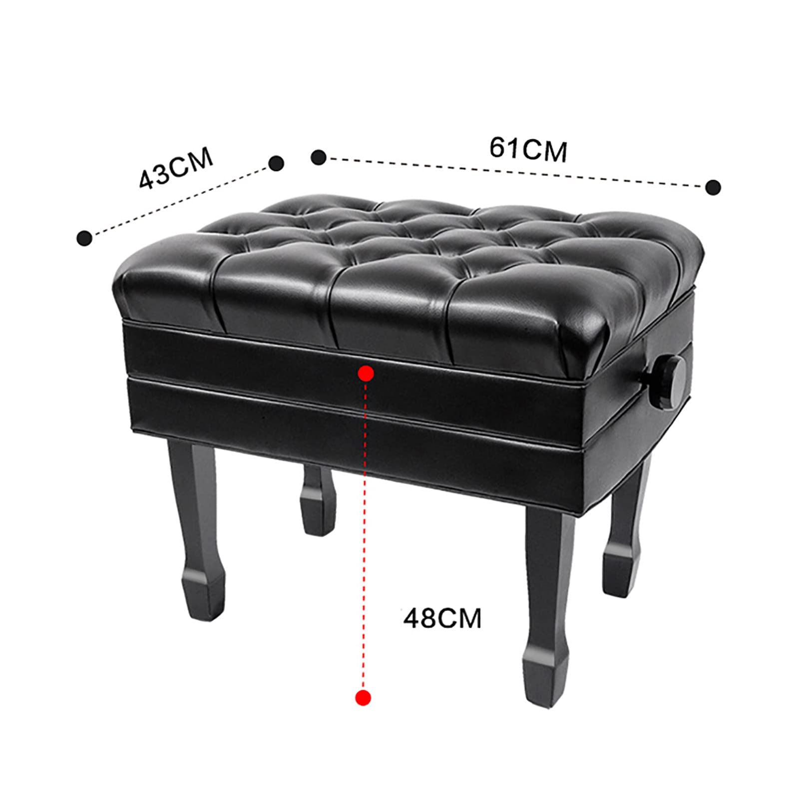 ELUKHT Leather Piano Bench Piano Bench with Inner Solid Flip-Top Extra Music Storage Adjustable Padded Keyboard Bench with Genuine LeatherAdjustable Height,
