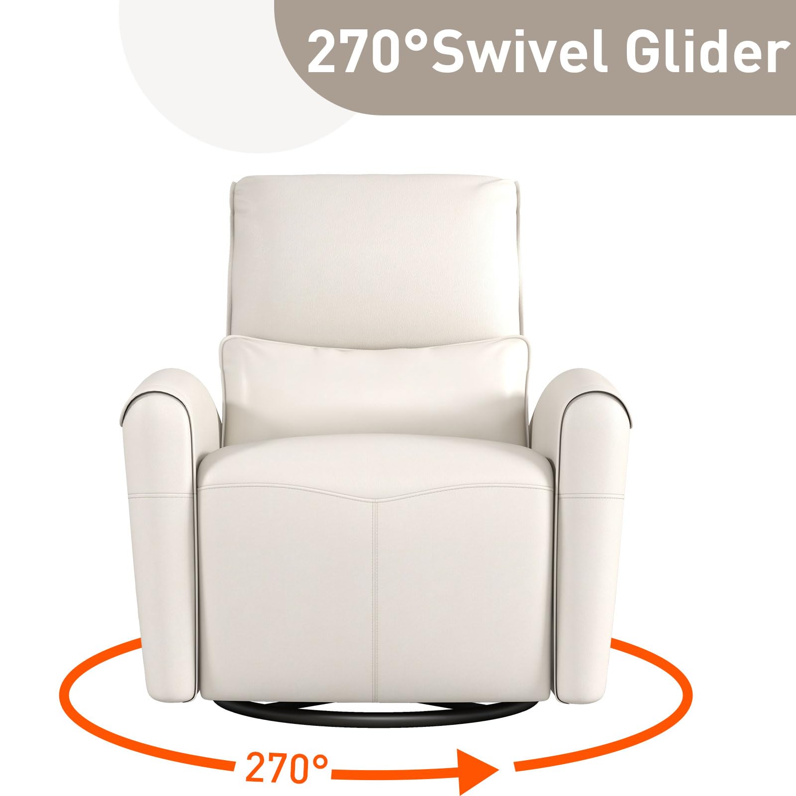 Bonzy Home Power Swivel Rocker Recliner Chair with USB Port, 23.2" Wide Seat, Fixed Lumbar Support, Upholstered Glider Chair for Nursery Living Room, Beige