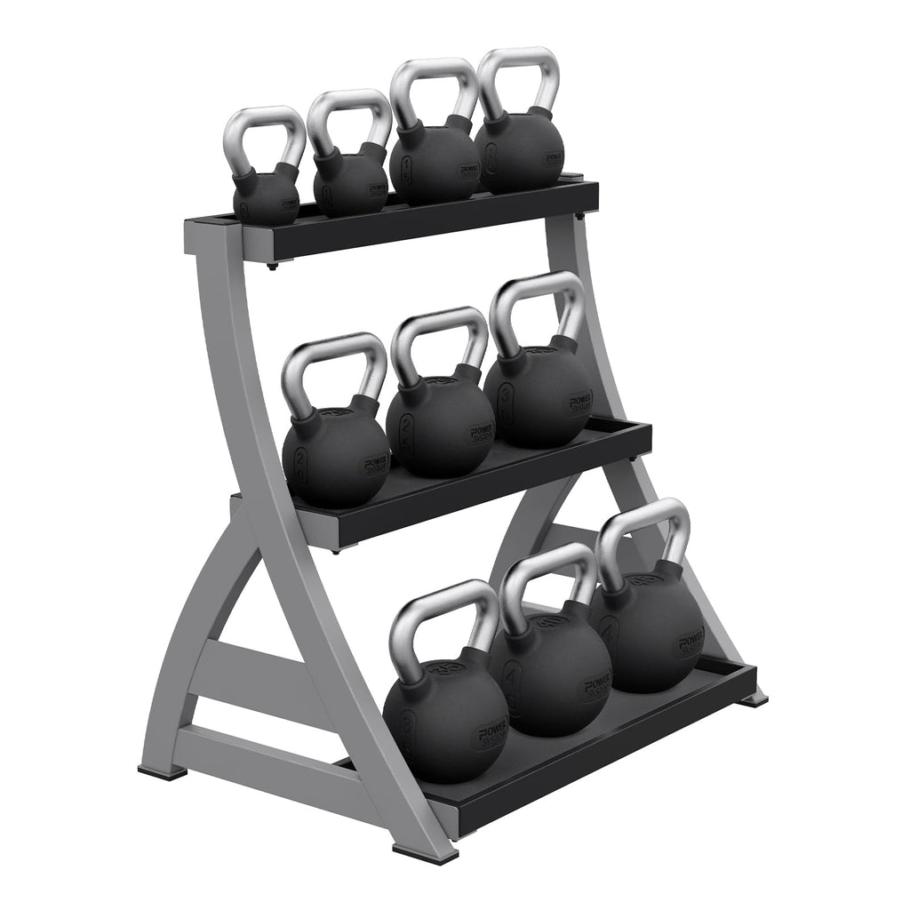 Power Systems Studio Premium 3-Tier Kettlebell Rack, Holds Up To 12 Kettlebells, 31 x 23 x 33 Inches, Gray/Black (50090)