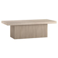Henn&Hart 48" Fluted Low-Profile Rectangular Coffee Table with Ribbed Base for Living Room, Family Room, or Office, Beech White