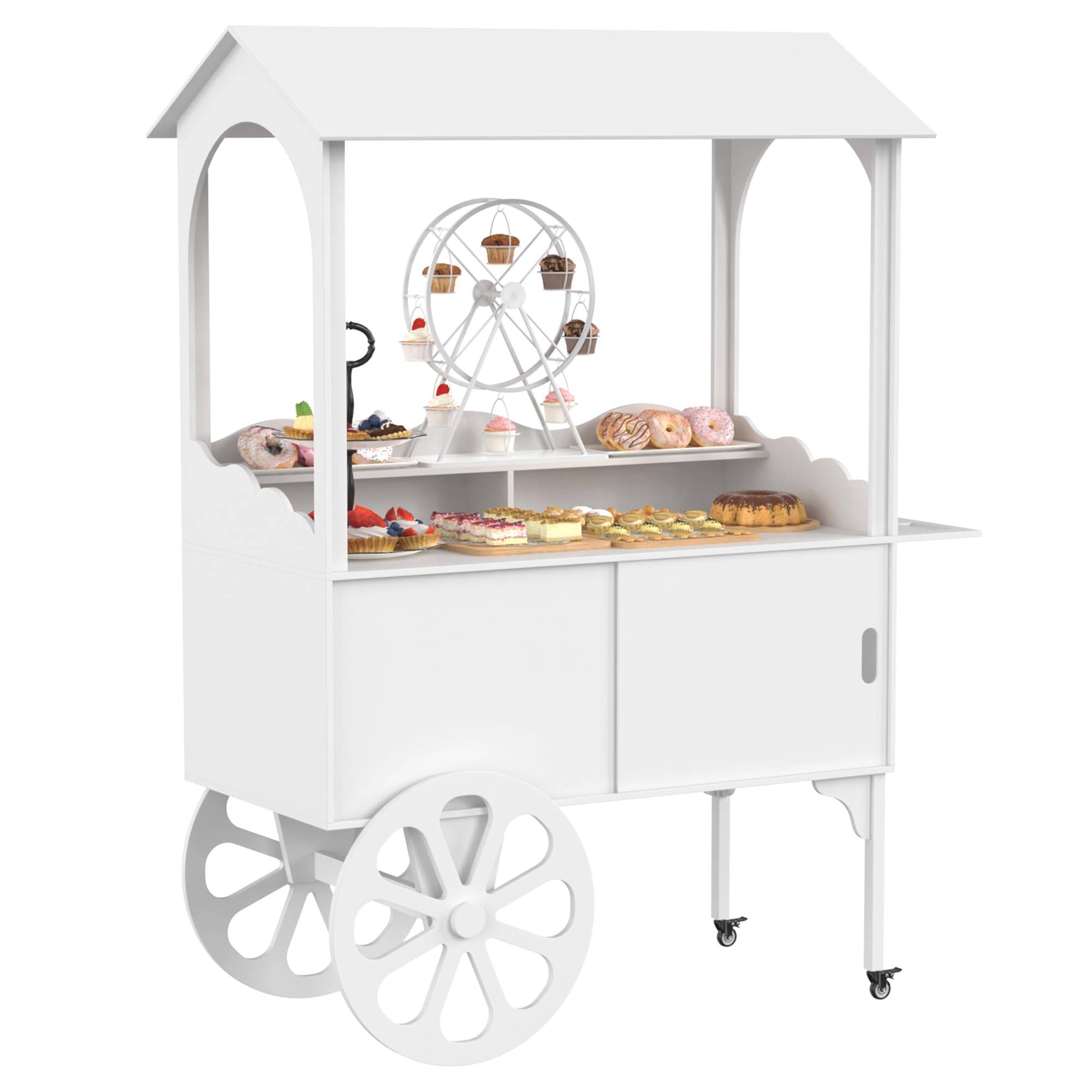 GDLF Candy Cart for Party - Cake Stand - Dessert Cart with Wheels & Storage Cabinet for Wedding, Baby Shower, Birthday & Party Decor