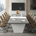 Nuipesn 10-ft Rectangular Conference Table, 119" Modern Boardroom Table for 10-12 People, 2" Thick Top with Center Cable Grommet, Two-Tone Dark Gray & White