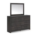 Signature Design by Ashley Delmorta Rustic 6-Drawer Dresser and Mirror with Anti-Tipping Restraint, Black