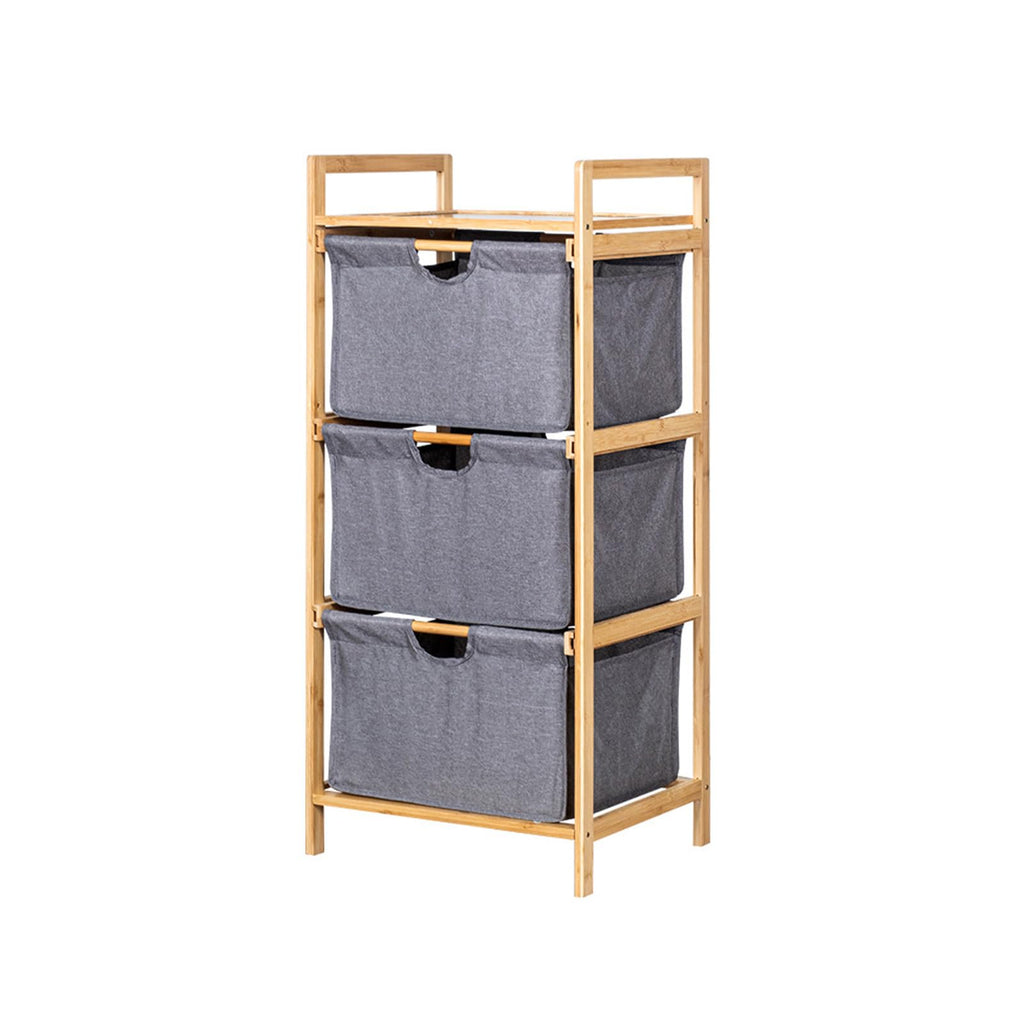 OPPWONG Laundry Basket Organizer, 3 Tier Pull Out Hamper Sorter, Freestanding Clothes Towel Storage Cabinet with Top Shelf Fabric Drawers Unit, Ideal for Small Space, Bathroom & Bedroom (Grey)