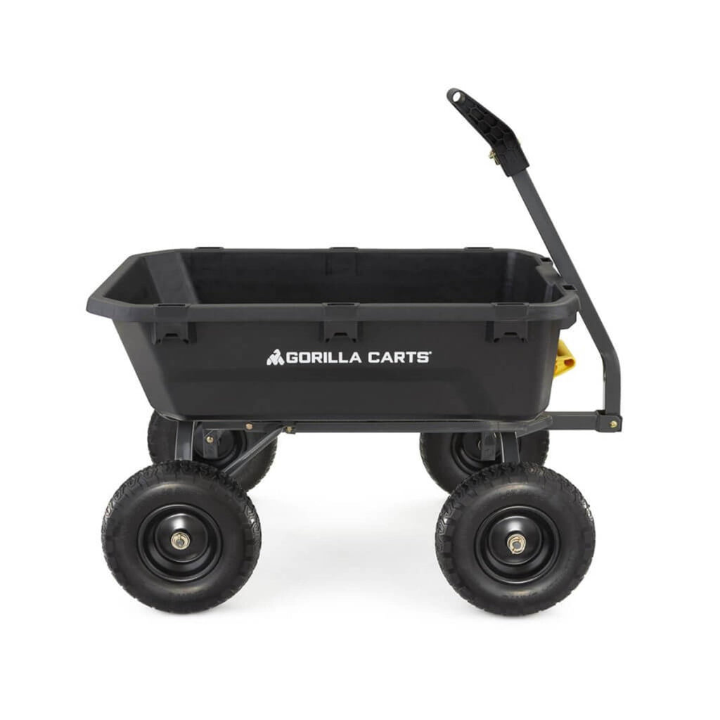 Gorilla Carts 7GCG-NF Heavy-Duty Poly Dump Garden Cart with No-Flat Tires, 7 Cubic Feet, 1200-Pound Capacity, Black, Amazon Exclusive