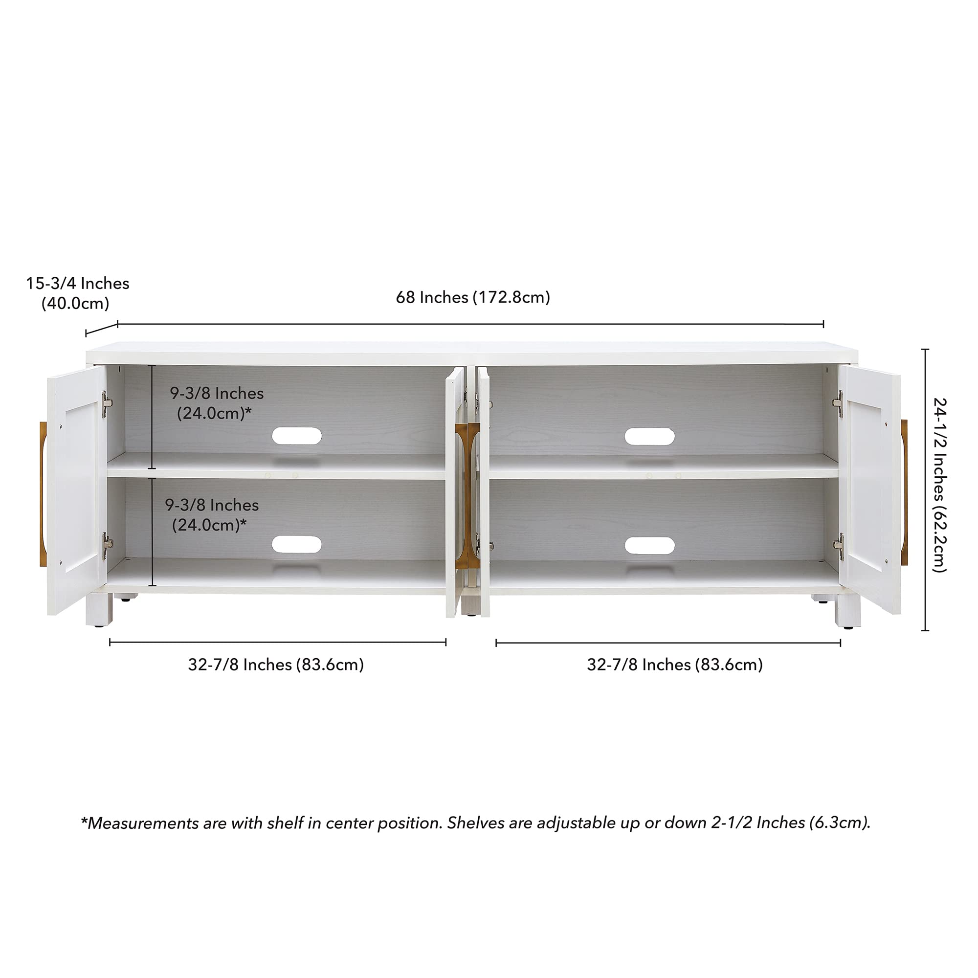 Henn&Hart Rectangular TV Stand for TV's up to 80" in White, TV Stands for the Living Room