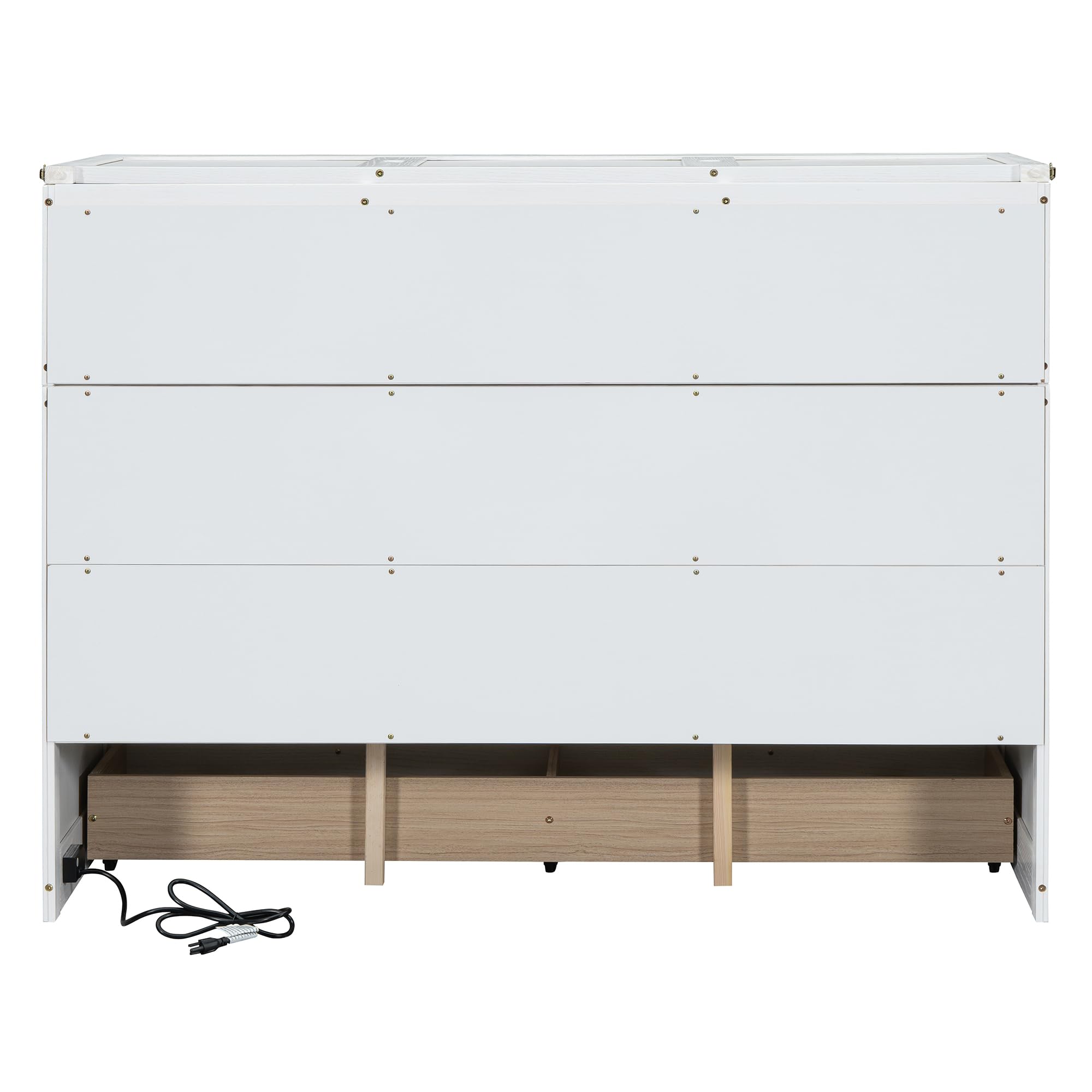Bellemave Queen Murphy Bed Cabinet Bed, Solid Murphy Bed with Storage Drawer, Queen Size Bed with USB Ports, Chest Wall Bed with Drawer (White, Queen)