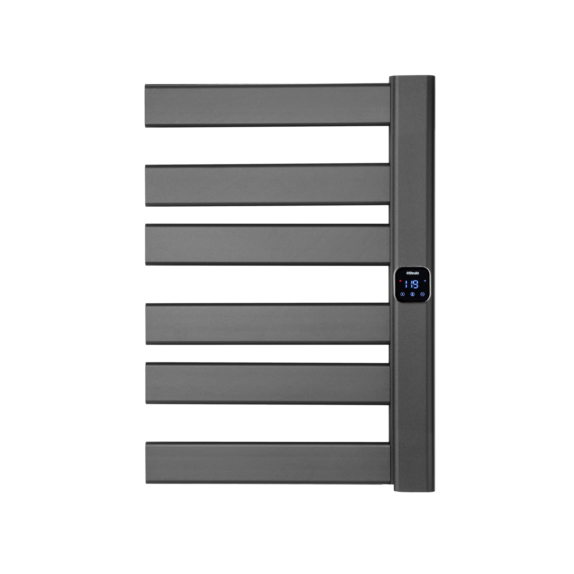HSTRUKT Towel Warmer, Heated Towel Rack with Built-in Timer and Temperature Control,Hard-Wired(Right-Wiring)/Plug-in Wall-Mounted Towel Rail, Aluminum，18.8" W X 25.6" H, Black