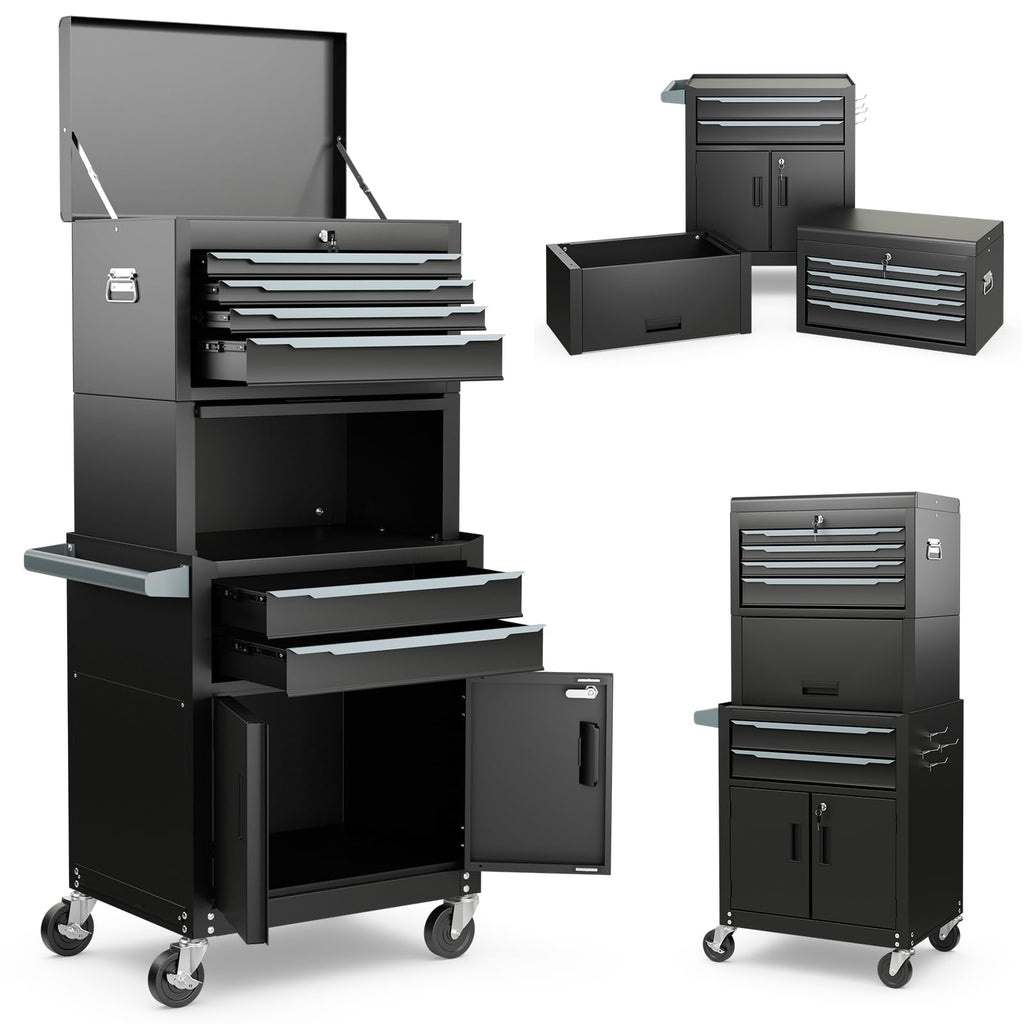 ERGOMASTER Large Rolling Tool-Chest Dentproof with 6 Drawers Heavy Duty Tool-Cabinet on Wheels Lockable and Lock System for Garage Workshop(28 x 13 x 53''-Black)