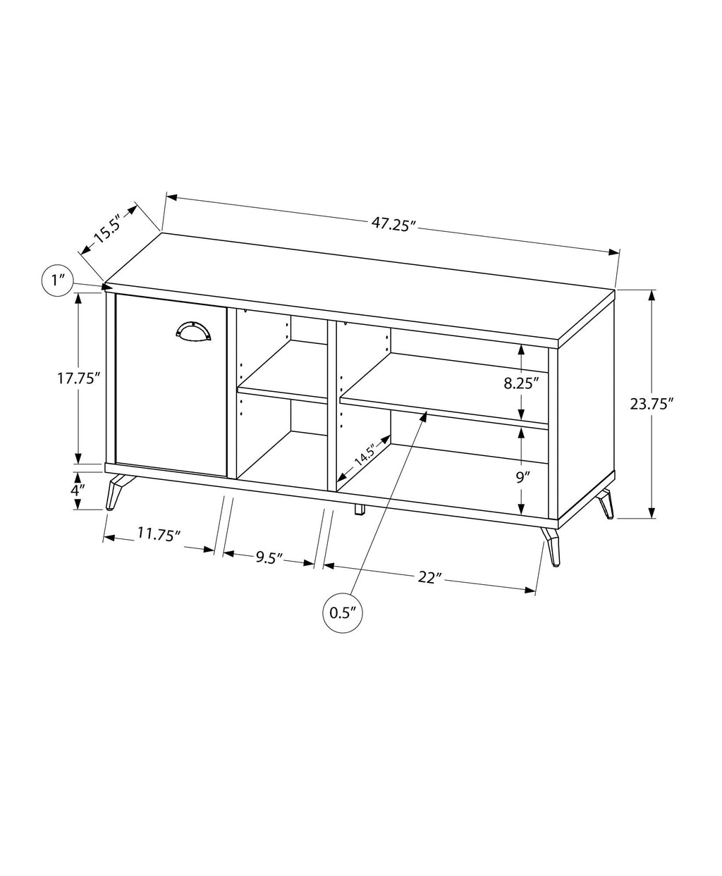 Monarch Specialties I 2830 Tv Stand, 48 Inch, Console, Media Entertainment Center, Storage Cabinet, Living Room, Bedroom, Laminate, Metal, Grey, Brown