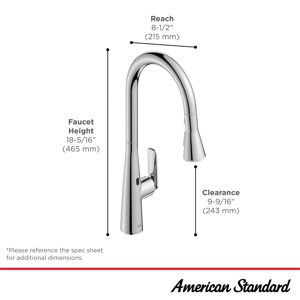 American Standard 104880DC00 Aspirations Touchless Pull-Down Kitchen Sink Faucet, 1.8 GPM, Stainless Steel