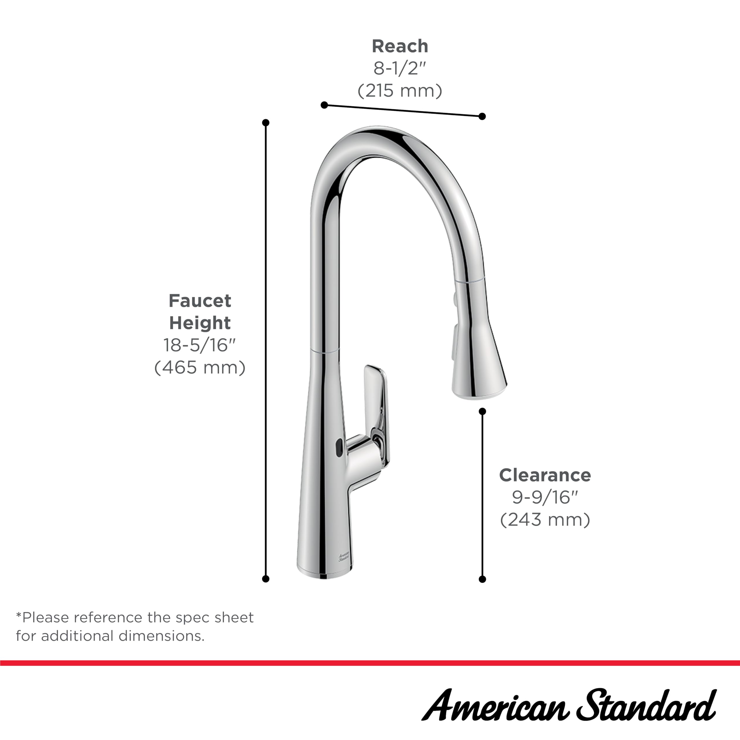 American Standard 104880DC00 Aspirations Touchless Pull-Down Kitchen Sink Faucet, 1.8 GPM, Stainless Steel