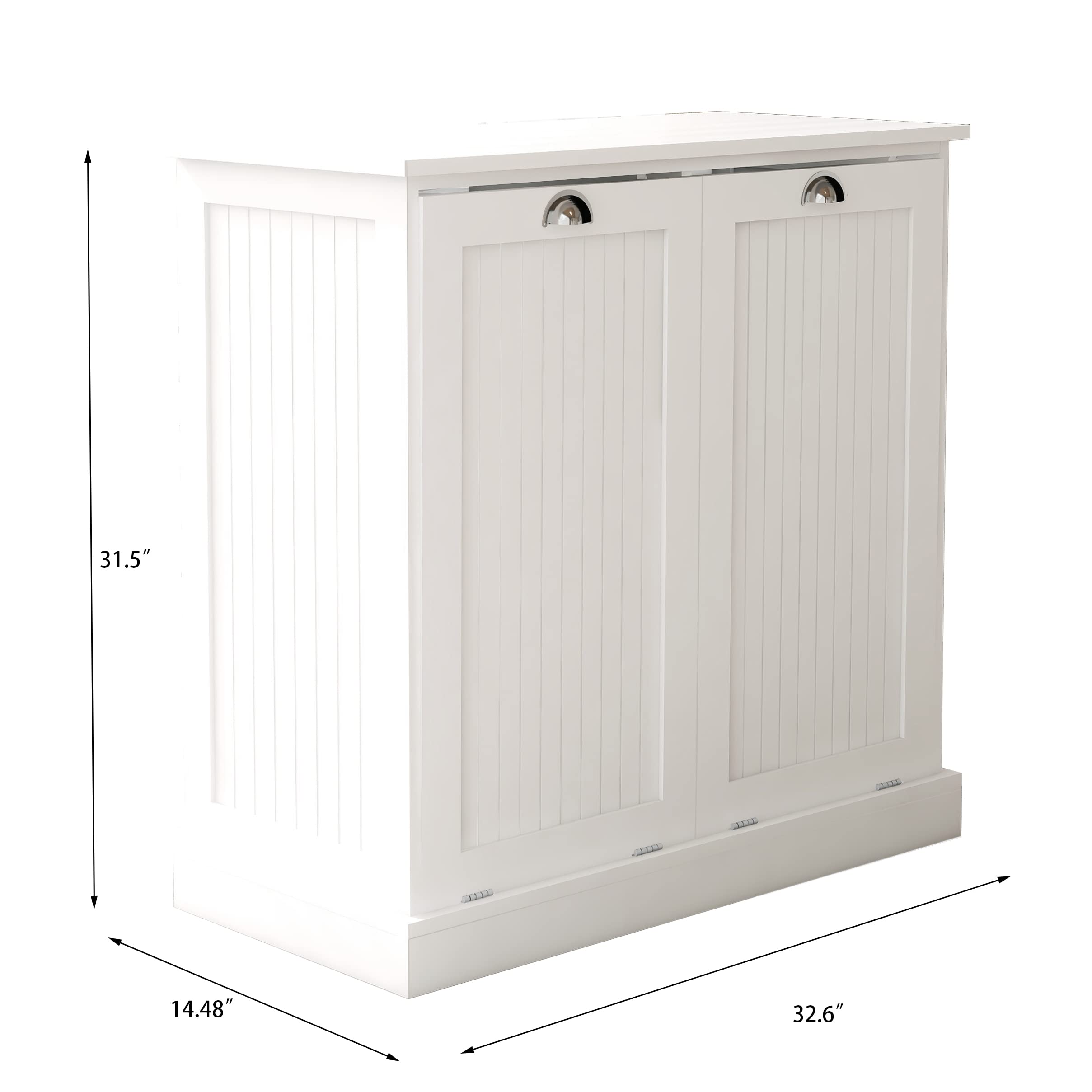 Two Compartment Tilt Out Laundry Sorter Cabinet White