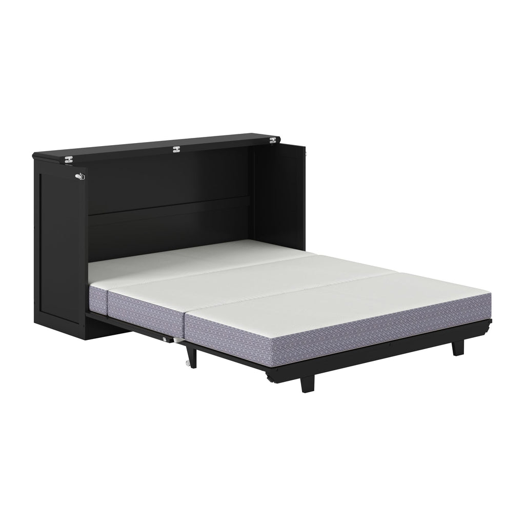 AFI, Charleston Queen Wood Murphy Bed Chest with 6" Mattress, Black