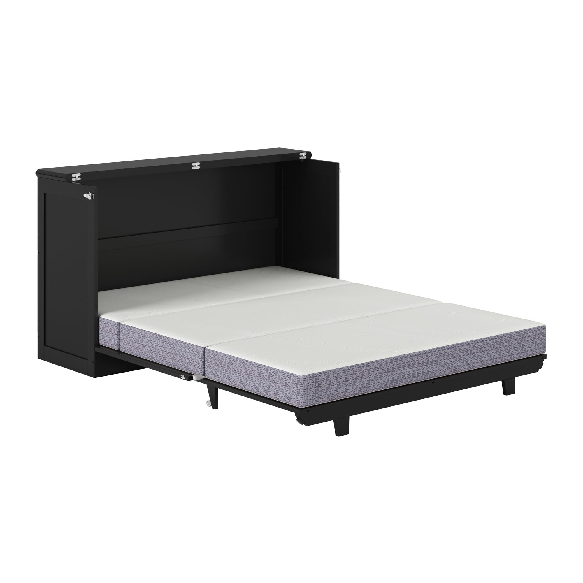 AFI, Charleston Queen Wood Murphy Bed Chest with 6" Mattress, Black