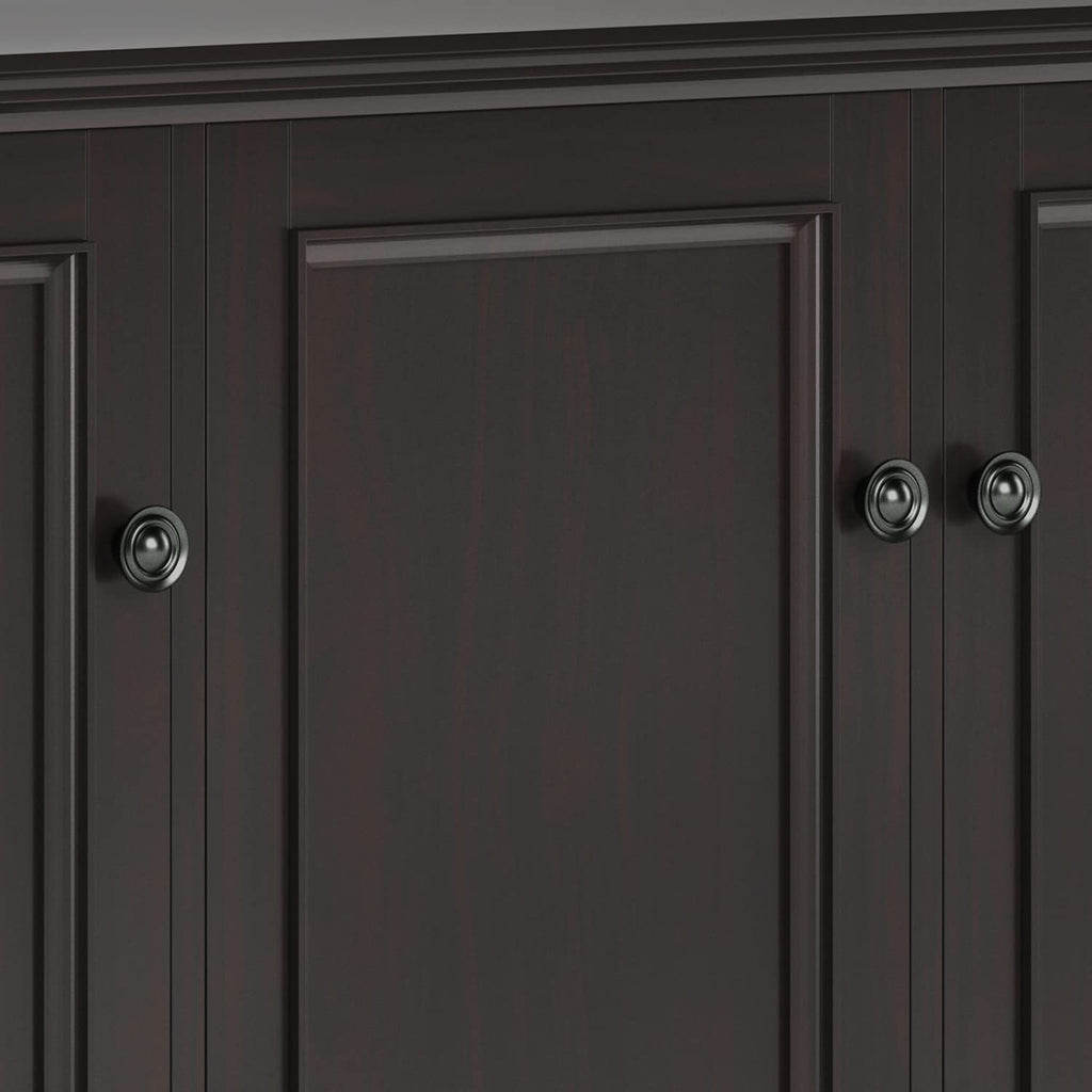 SIMPLIHOME Amherst 60-inch Wide Solid Wood 3-Door Storage Cabinet in Hickory Brown, Transitional-Style Buffet Sideboard for Living Room, Dining Room or Entryway